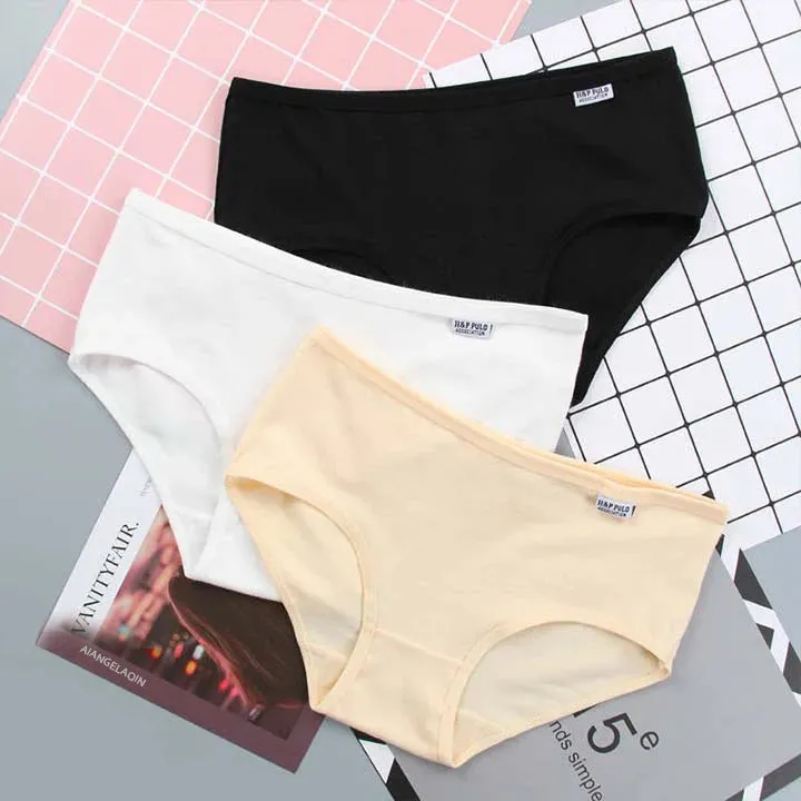 3Pcs Plus Size Cotton Briefs - Sexy Solid Color Women's Underwear Shorts Set