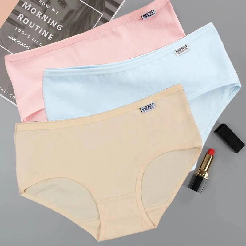 3Pcs Plus Size Cotton Briefs - Sexy Solid Color Women's Underwear Shorts Set