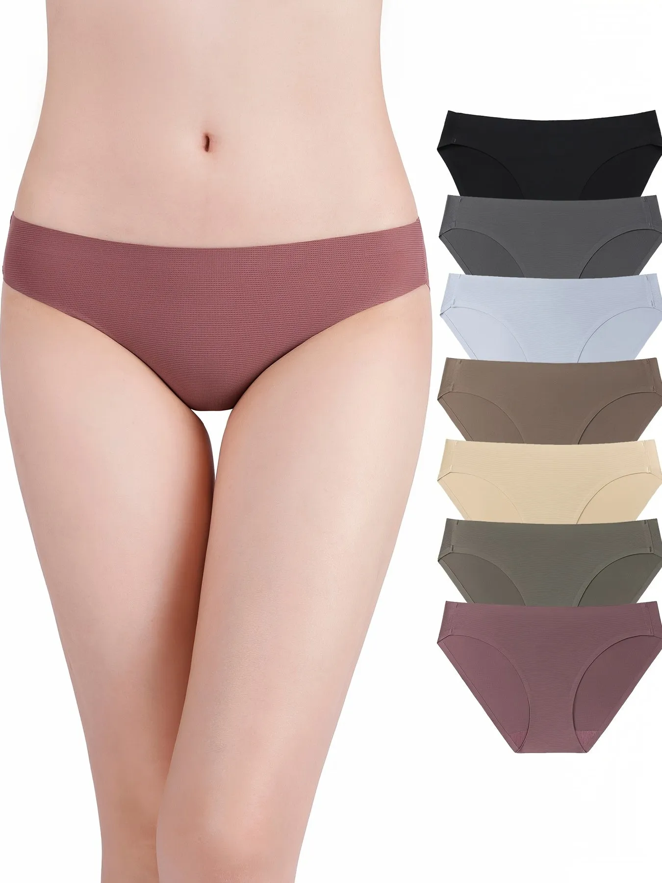 7pcs Mixed Color Bikini Panties, Breathable & Soft Elastic Panties, Women's Lingerie & Underwear