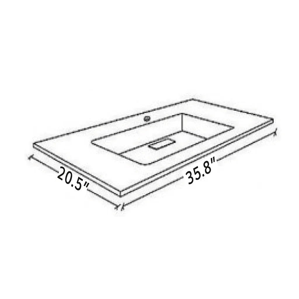 Acqua Slim 1 Drawer Bathroom Vanity with Glass Sink - Wall Mount - 36" Glass/Visone Glass