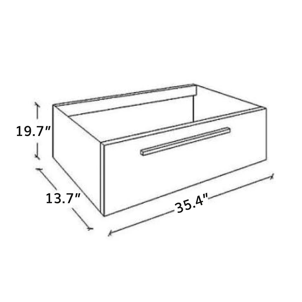 Acqua Slim 1 Drawer Bathroom Vanity with Glass Sink - Wall Mount - 36" Glass/Visone Glass