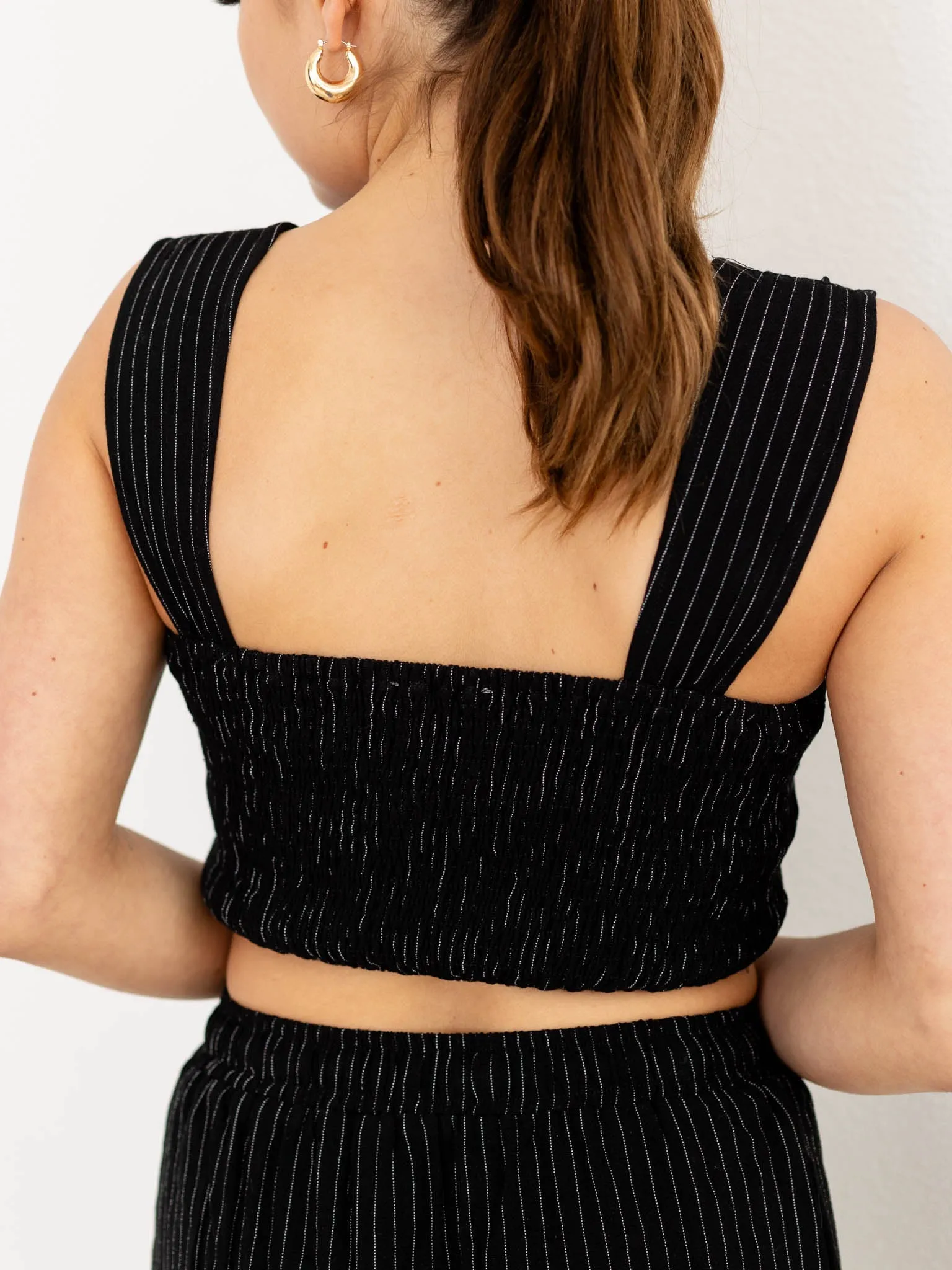 Allie Rose Pinstripe Linen Tank