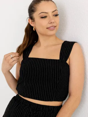 Allie Rose Pinstripe Linen Tank