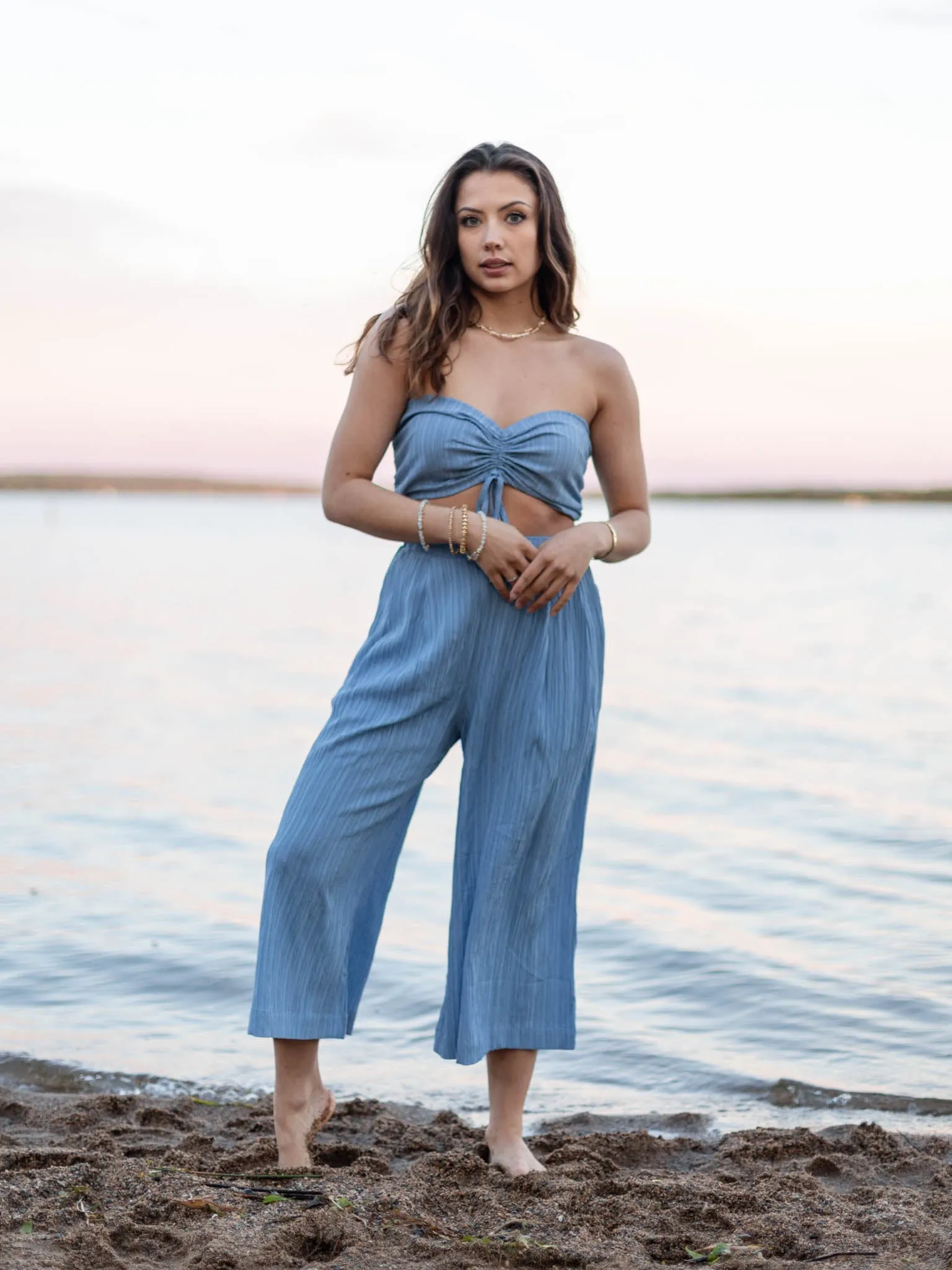 Allie Rose Textured Cinch Bandeau Top