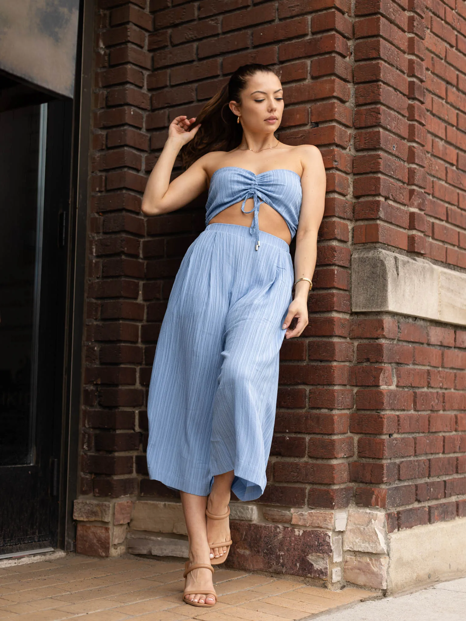 Allie Rose Textured Cinch Bandeau Top
