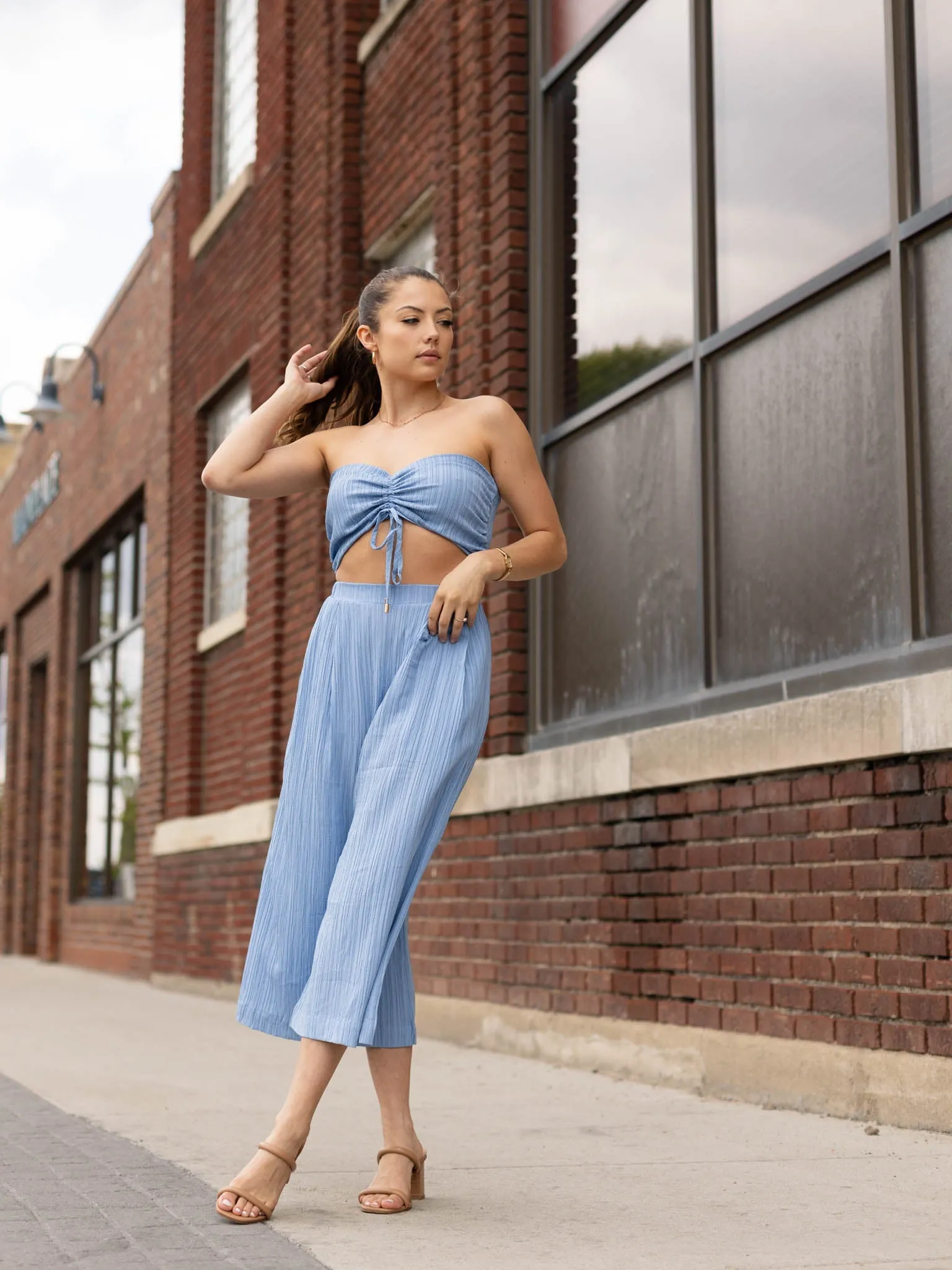Allie Rose Textured Cinch Bandeau Top