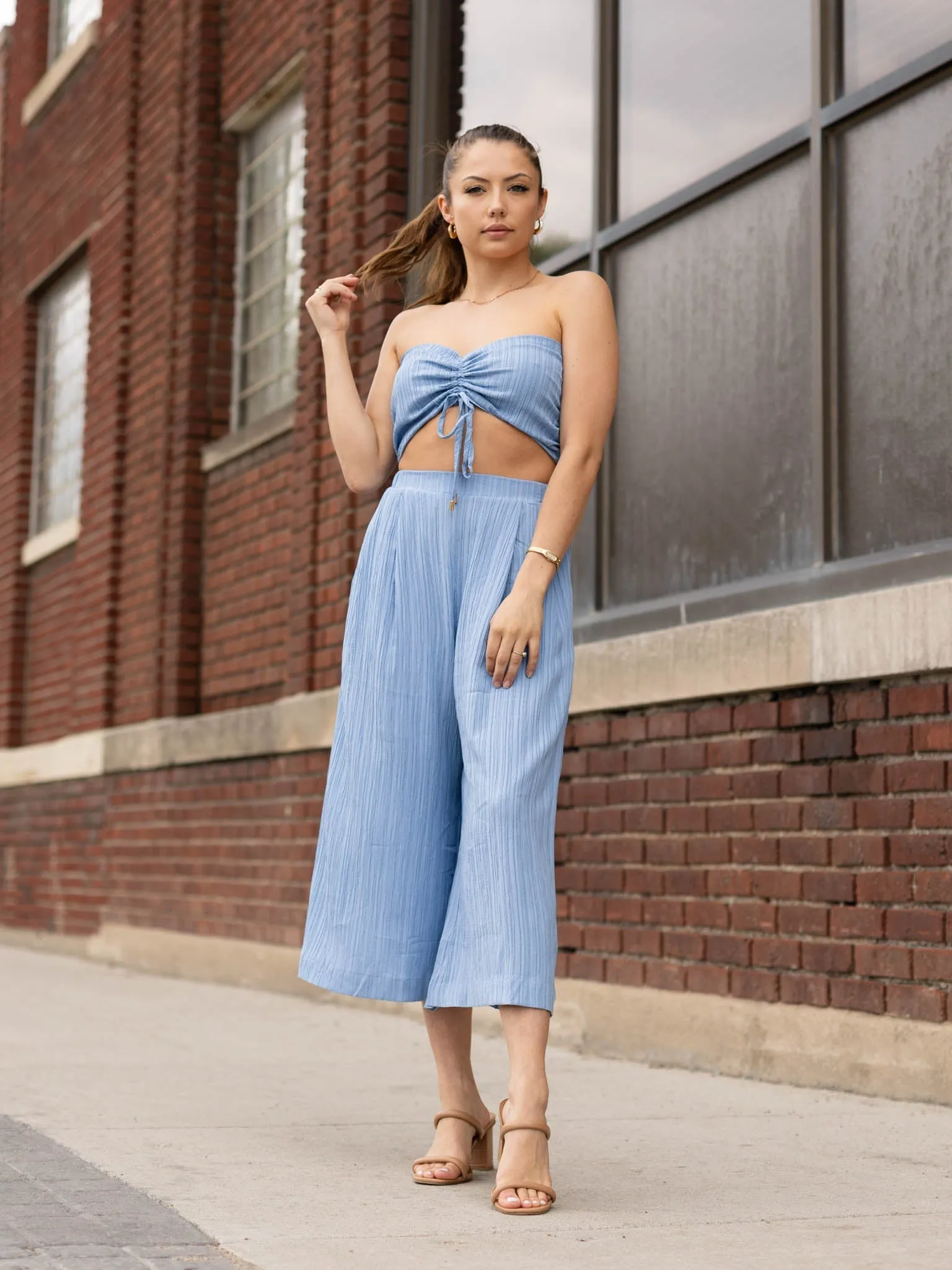 Allie Rose Textured Cinch Bandeau Top