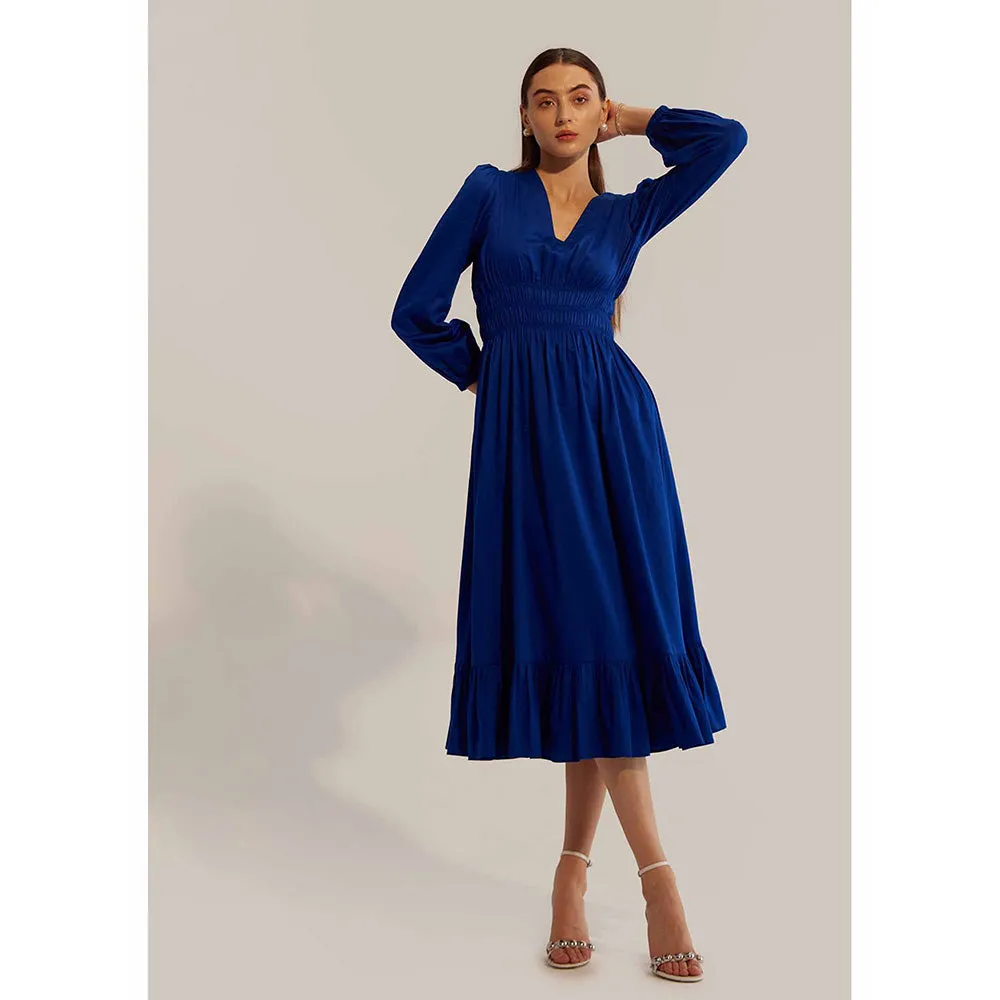 AMOSHI Blue Pleated Senorita Midi Dress