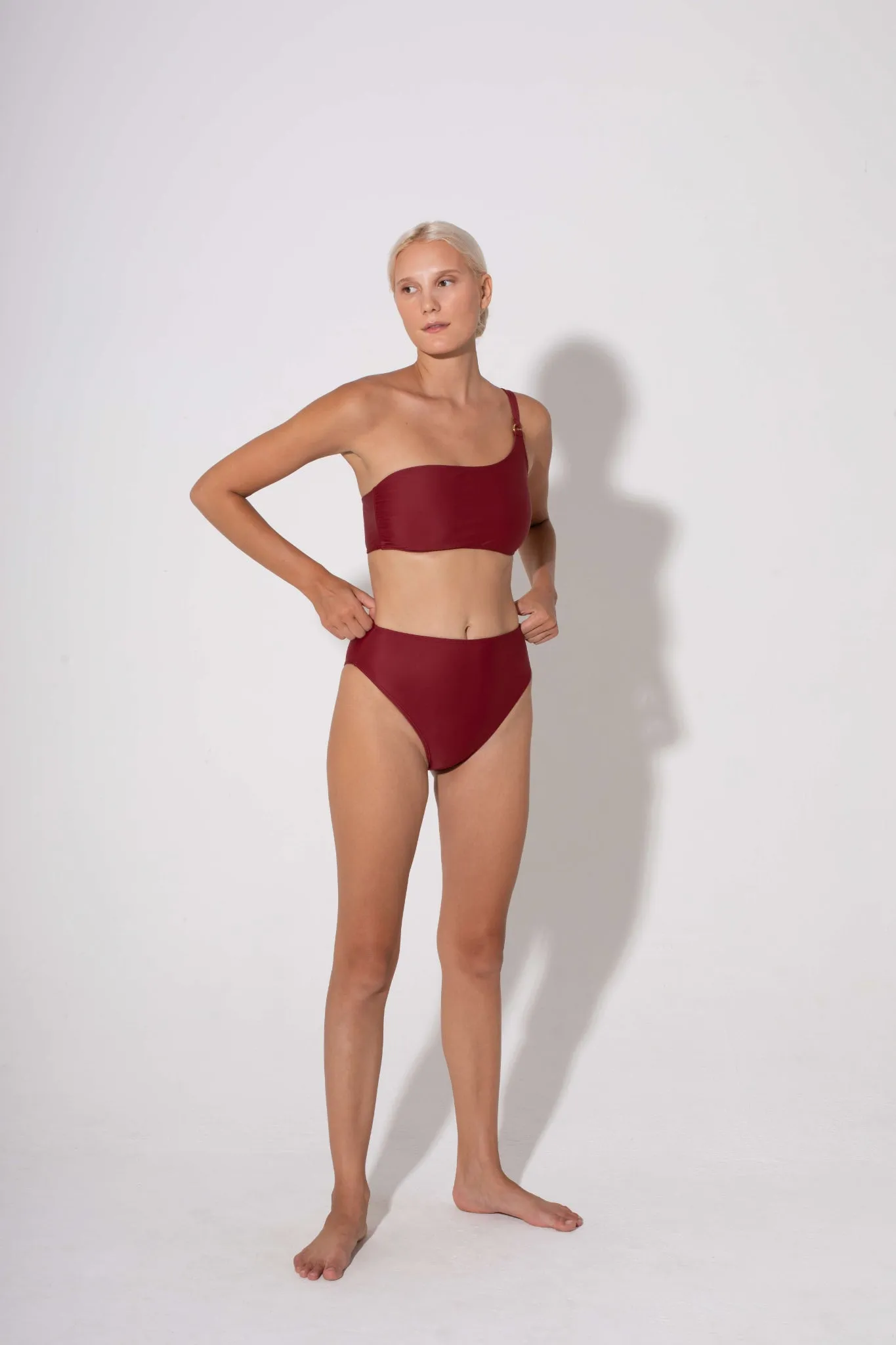 Annie High Waist Bottoms Burgundy
