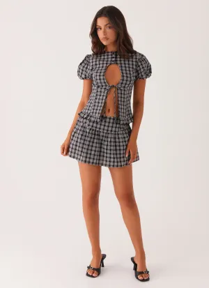 Annie Mini Skirt - White Black Check