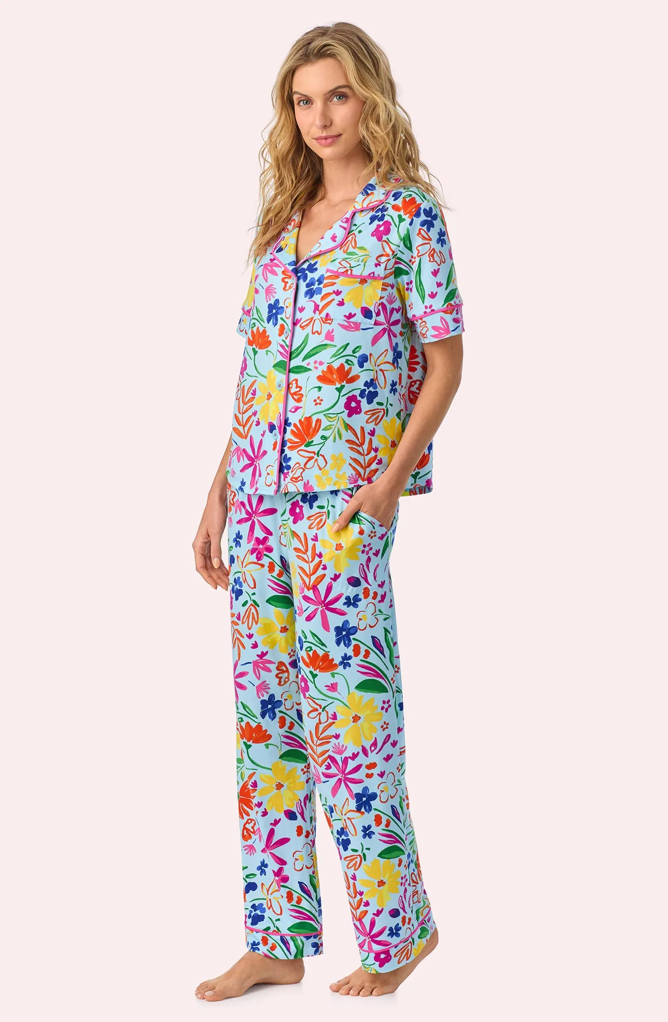 Arizona Long Knit Pj Set In Poolside Floral