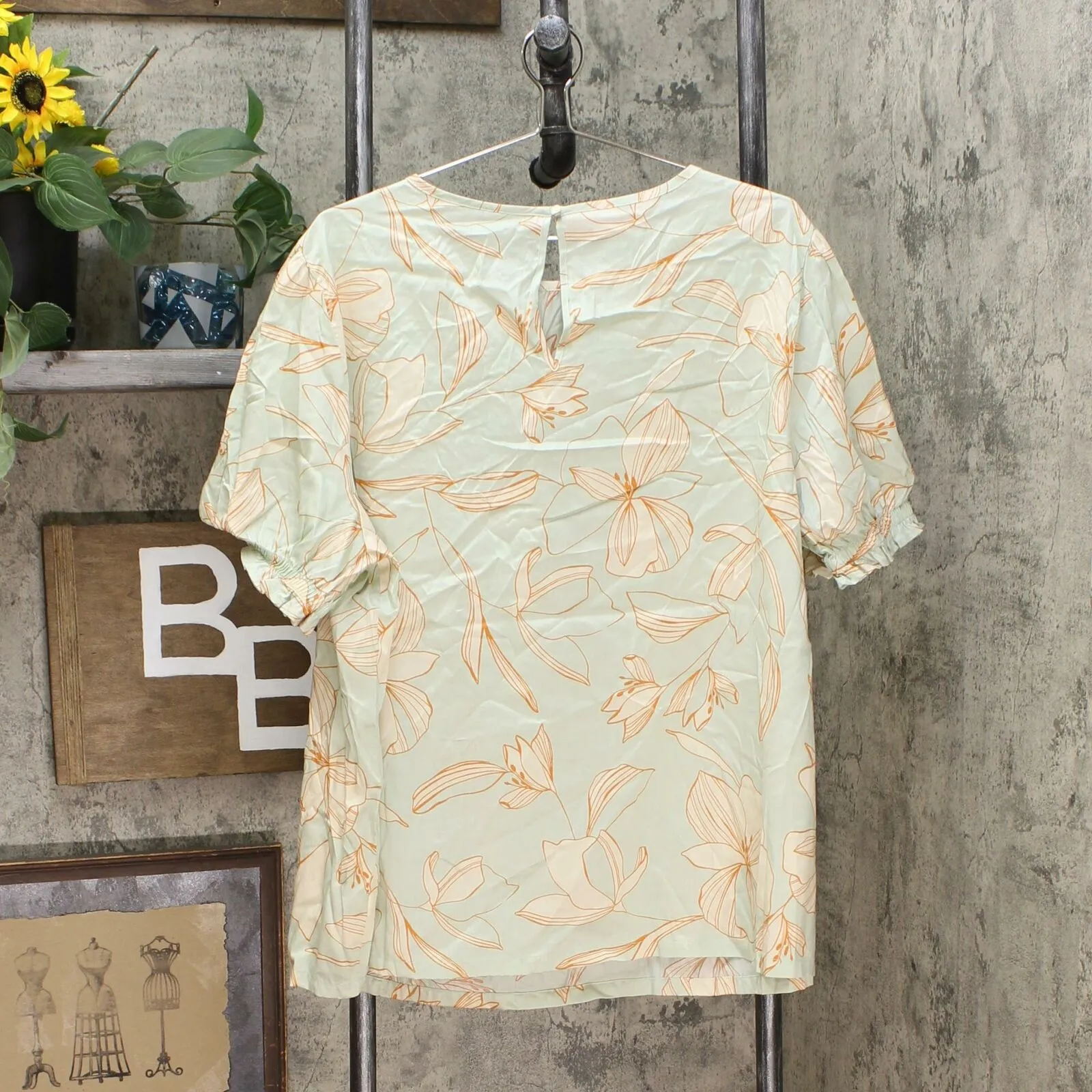 Ava & Viv Women's Plus Size Printed Short Sleeve Poplin Blouse
