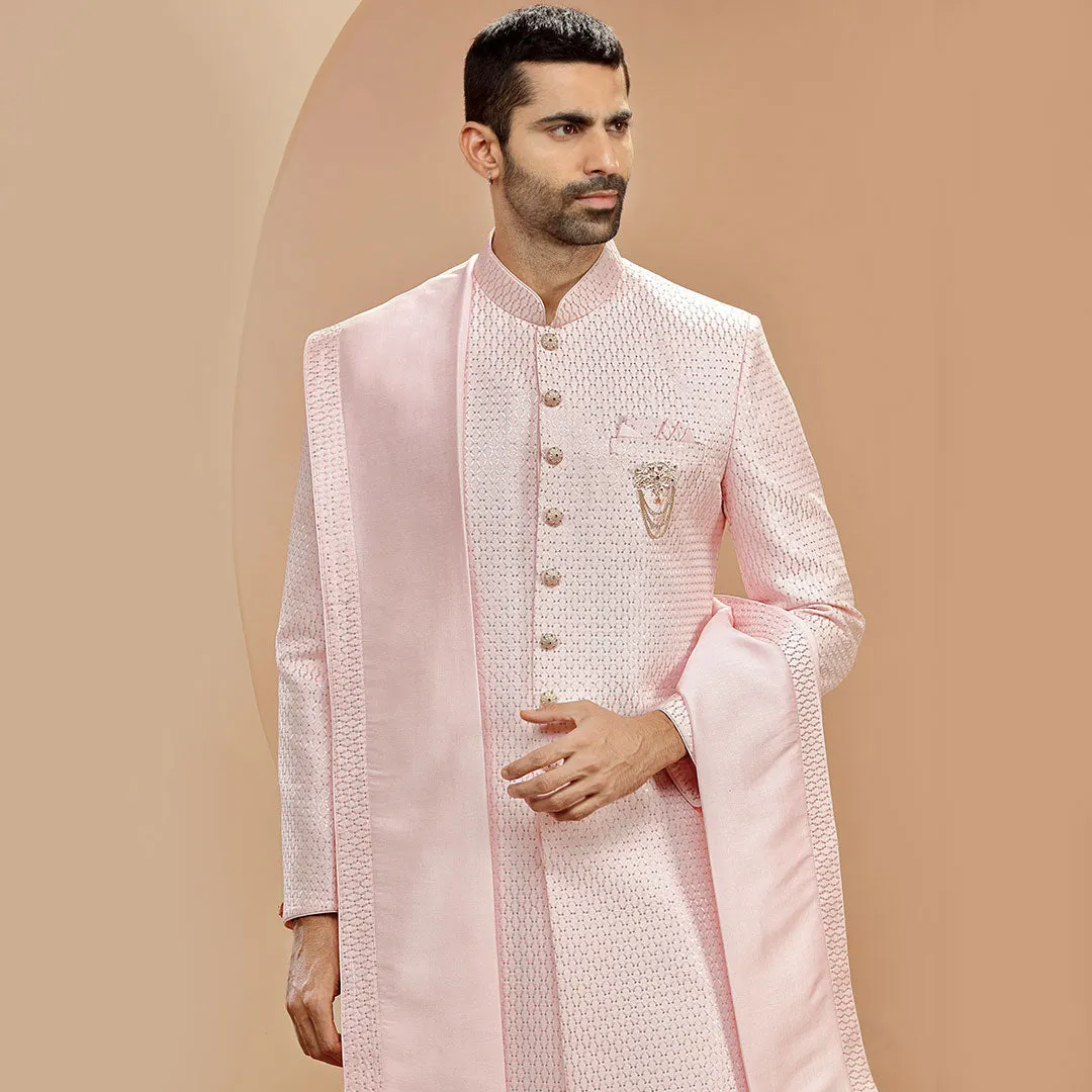 Barely Pink Indo Western With Dupatta