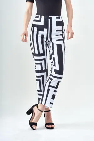 BCP1872PRN Ankle Printed Techno Pants In Modern Maze