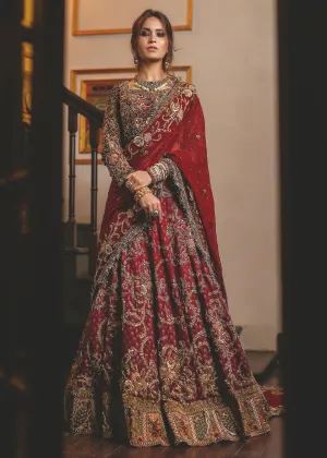 Beautiful red ghaghra choli bridal dress with alluring designing # B3333