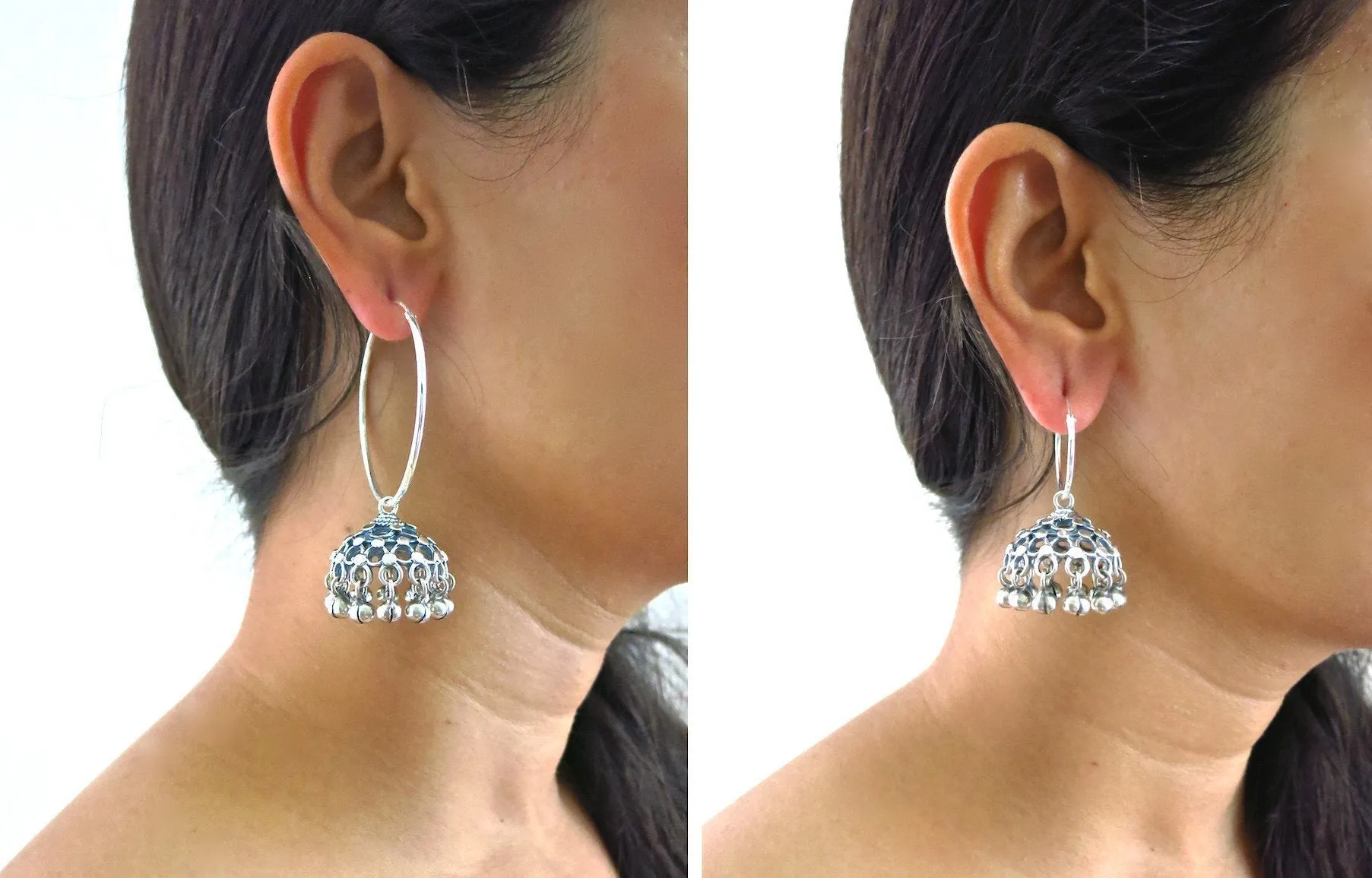 Big and small silver hoops