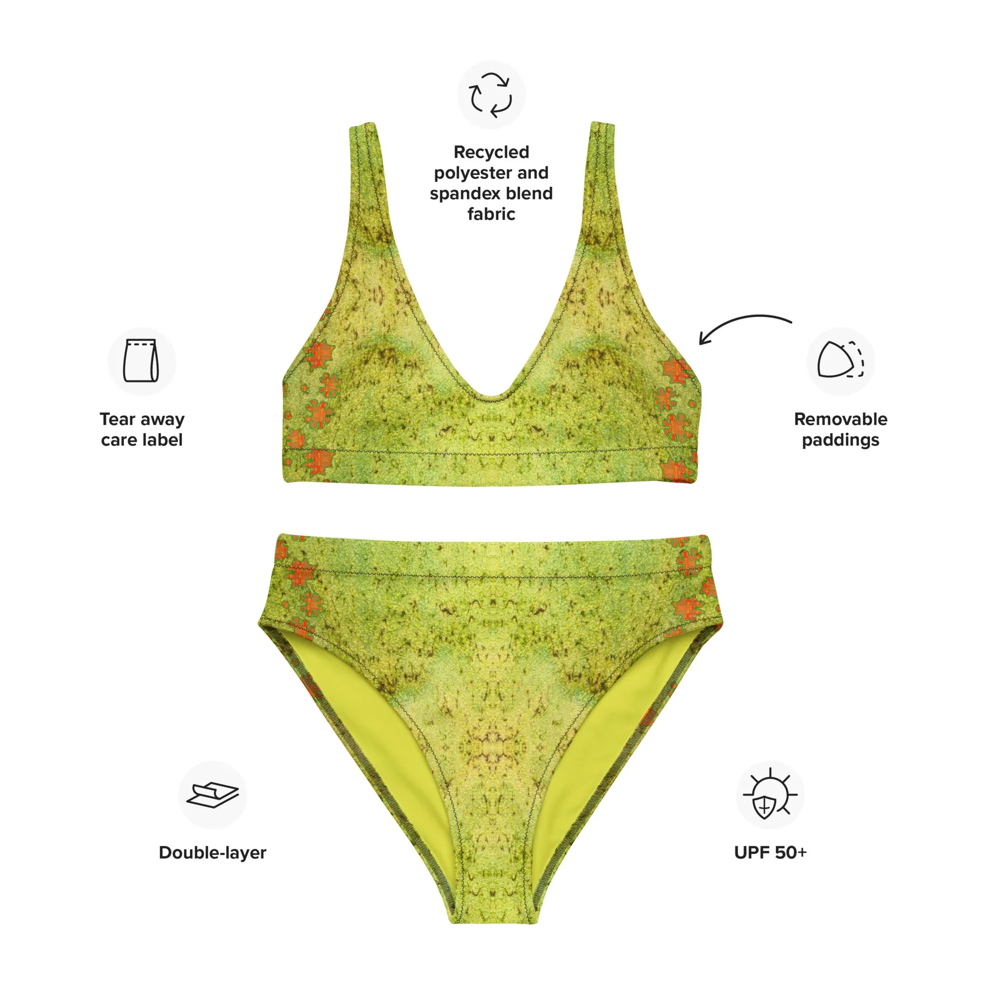 Bikini High-Waisted Recycled (Her/Muliebris)(Grail Night Flower Dapple) RJSTH@Fabric#2 RJSTHS2020 RJS