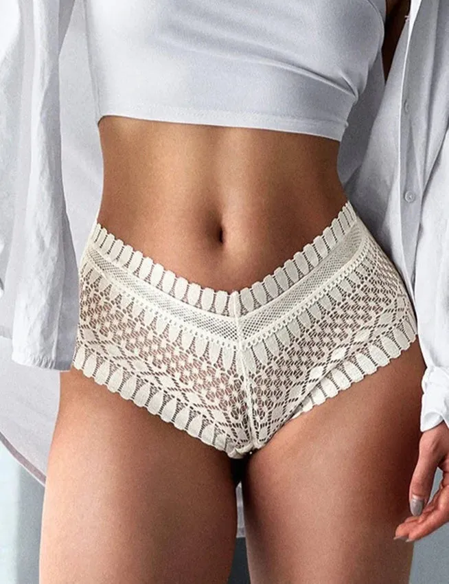 Black & White Sexy Panty With Feather Shape Lace