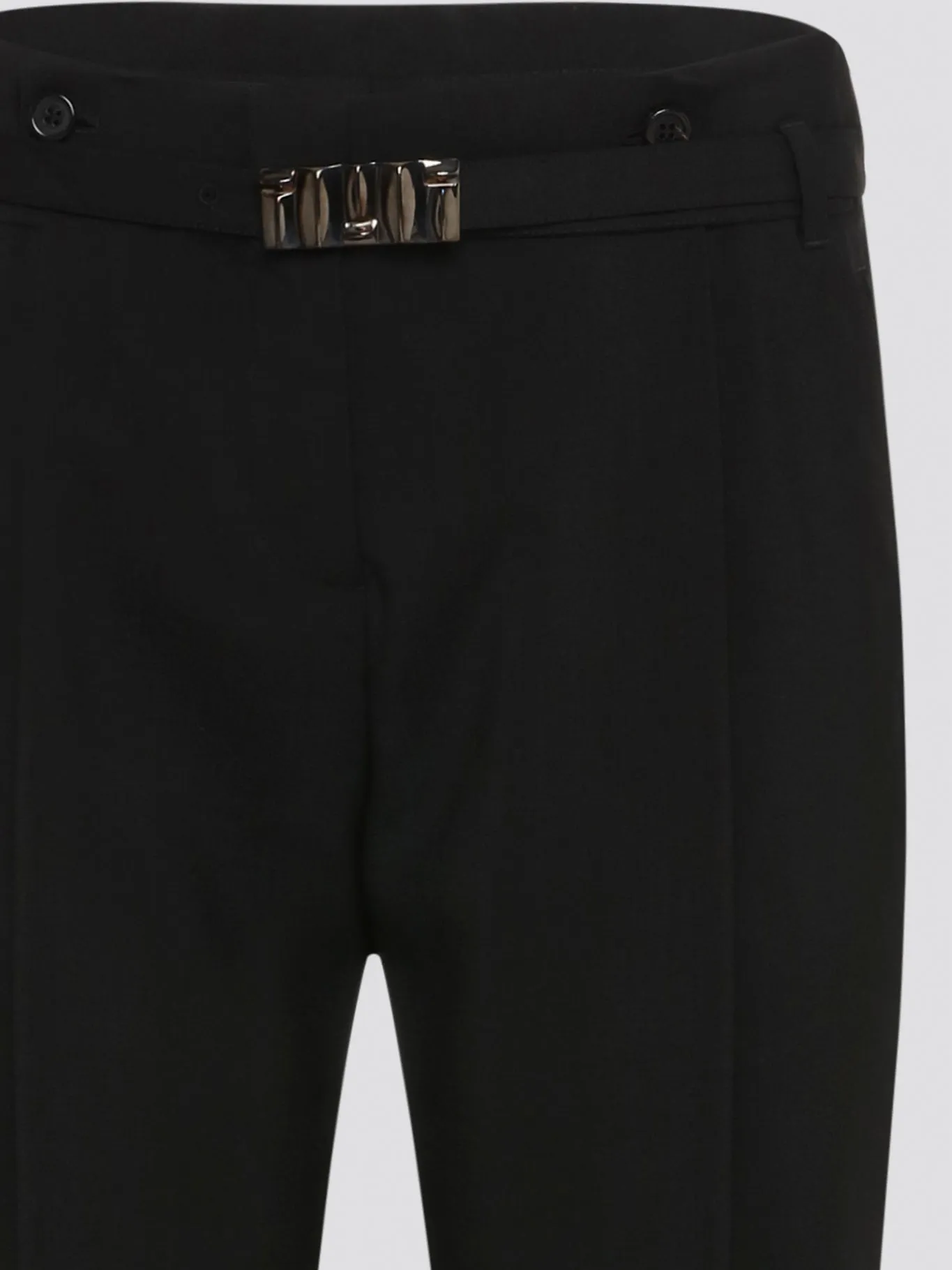 Black Belted Pleated Trousers