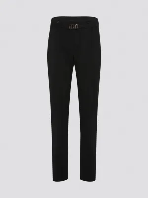 Black Belted Pleated Trousers