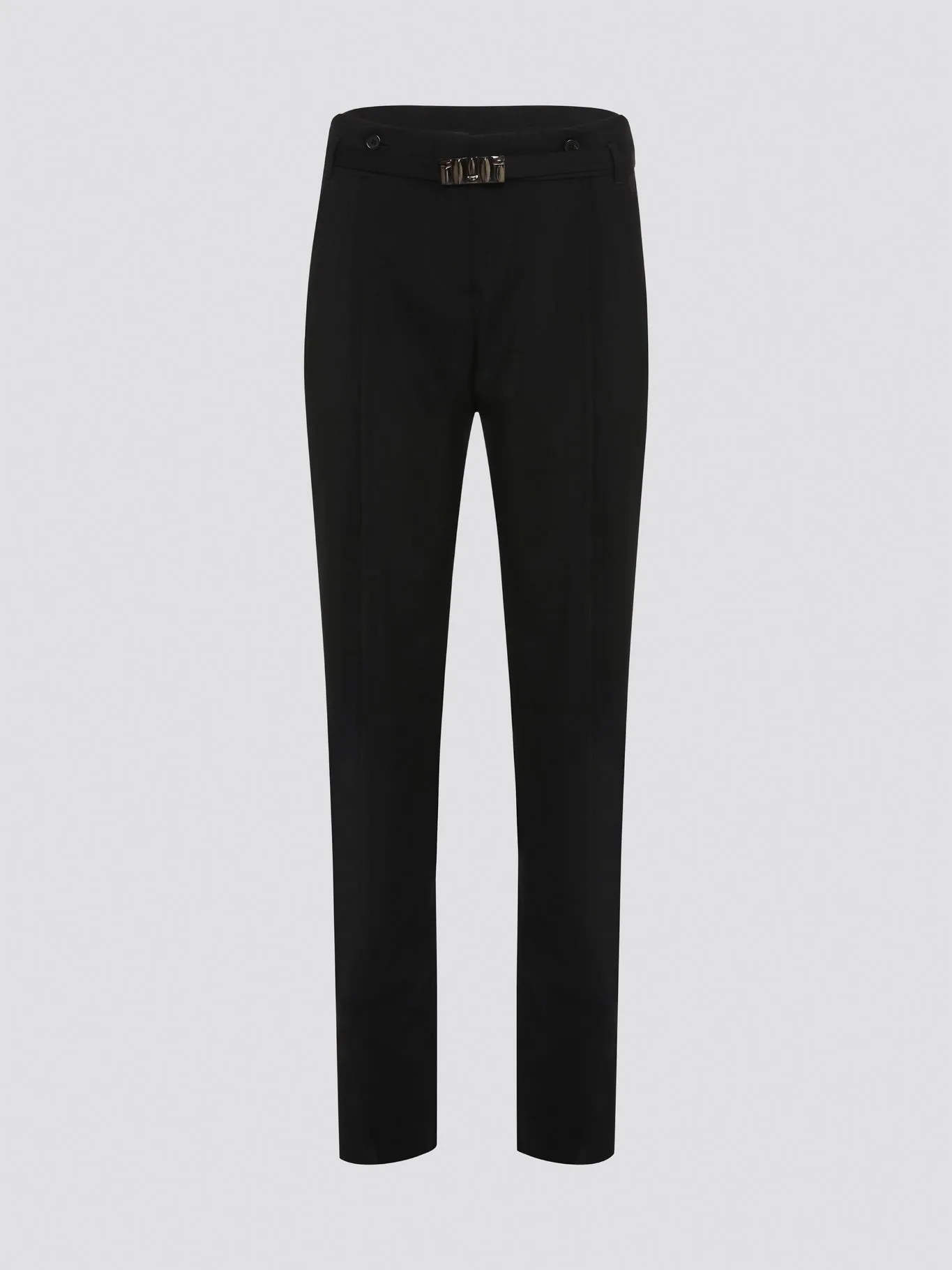 Black Belted Pleated Trousers