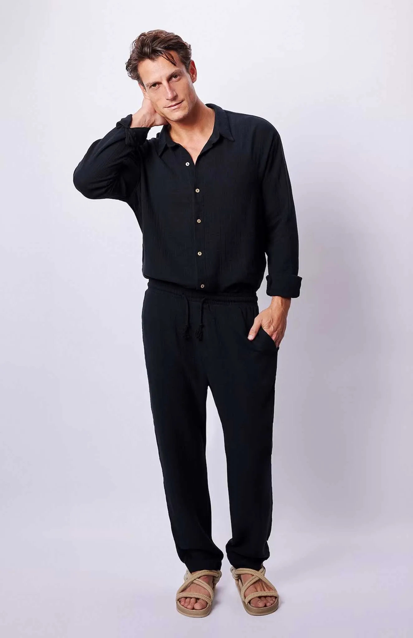 Black Co-ord Set | Cotton Linen Blend