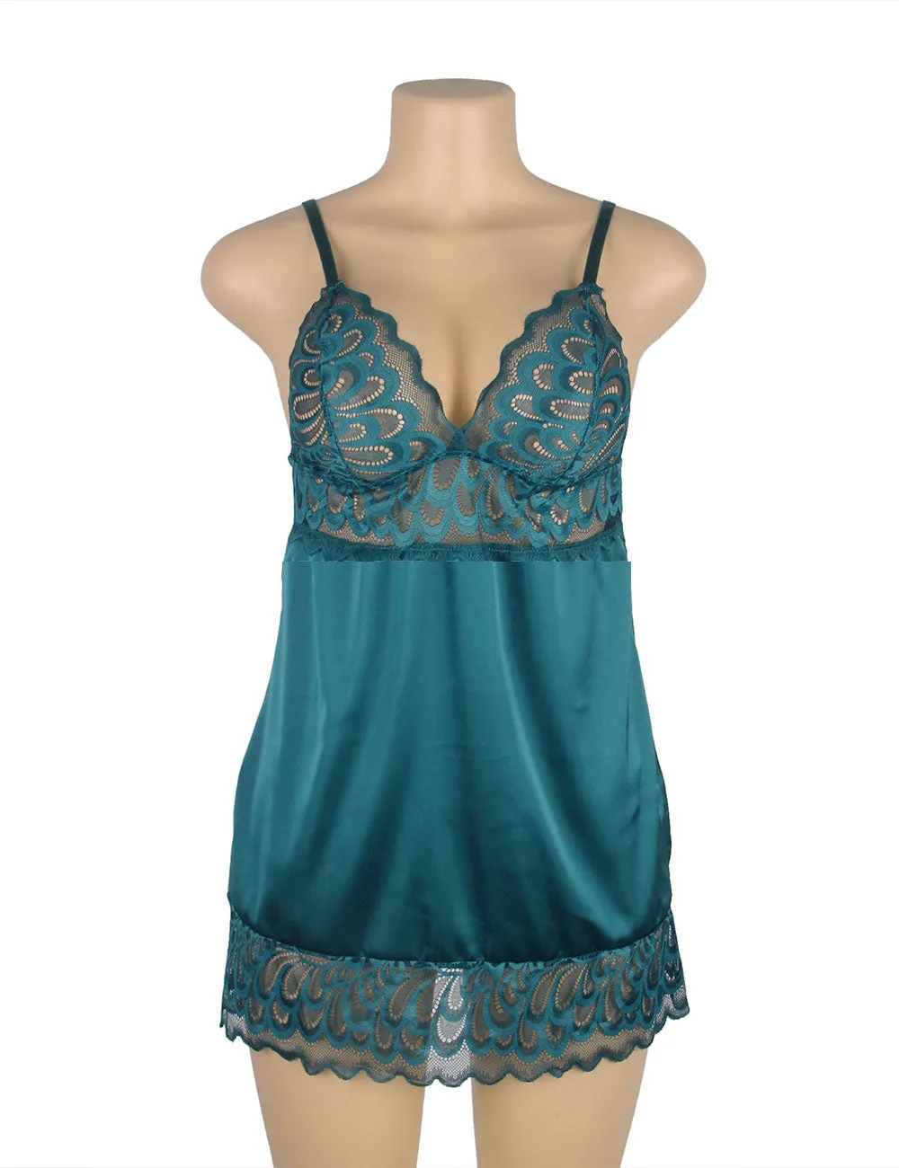 Black Lace Floral Back Closure with Hook and Eye Sexy Babydoll