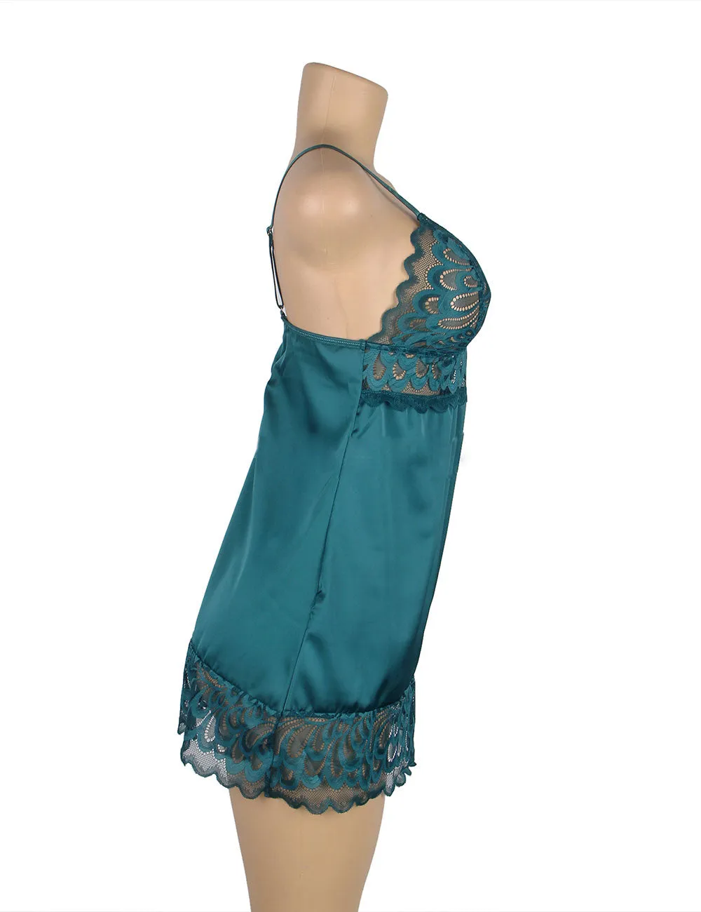 Black Lace Floral Back Closure with Hook and Eye Sexy Babydoll
