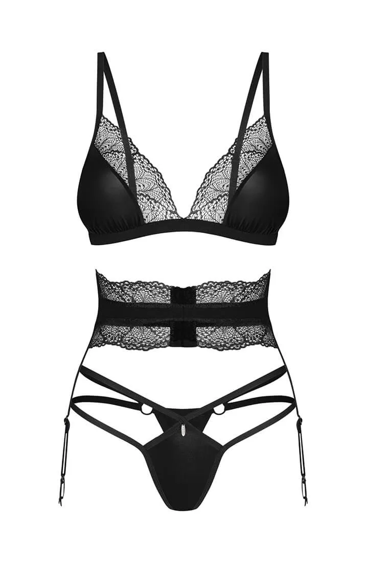Black lingerie set with garter belt - Perfect Symphony