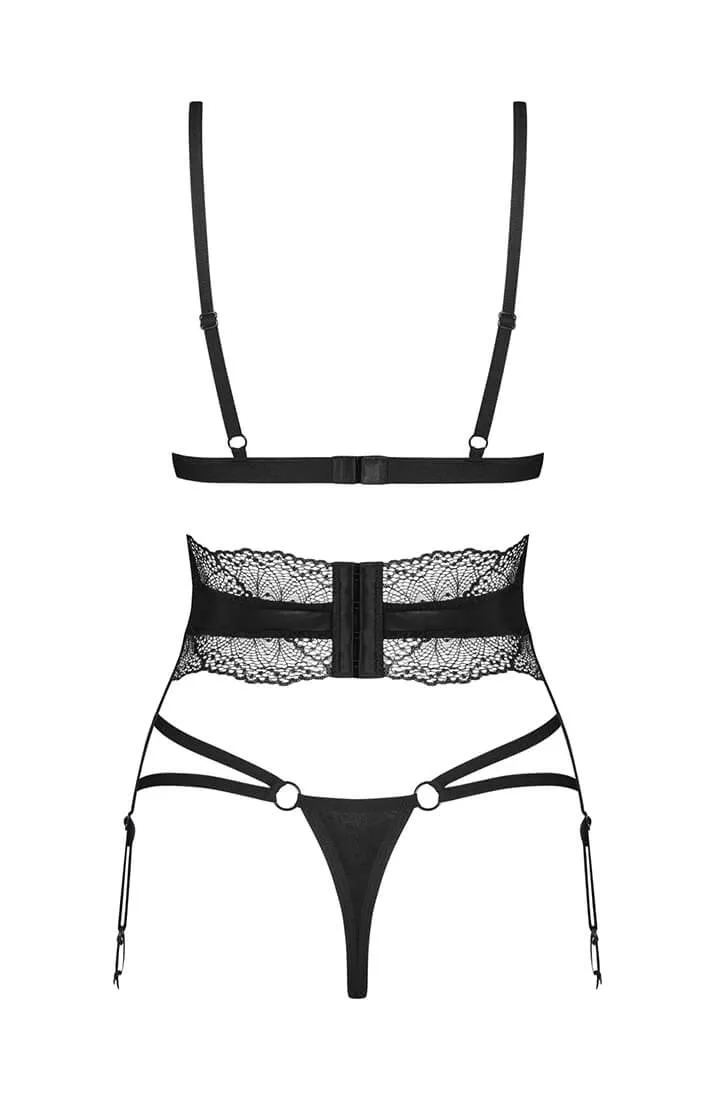Black lingerie set with garter belt - Perfect Symphony