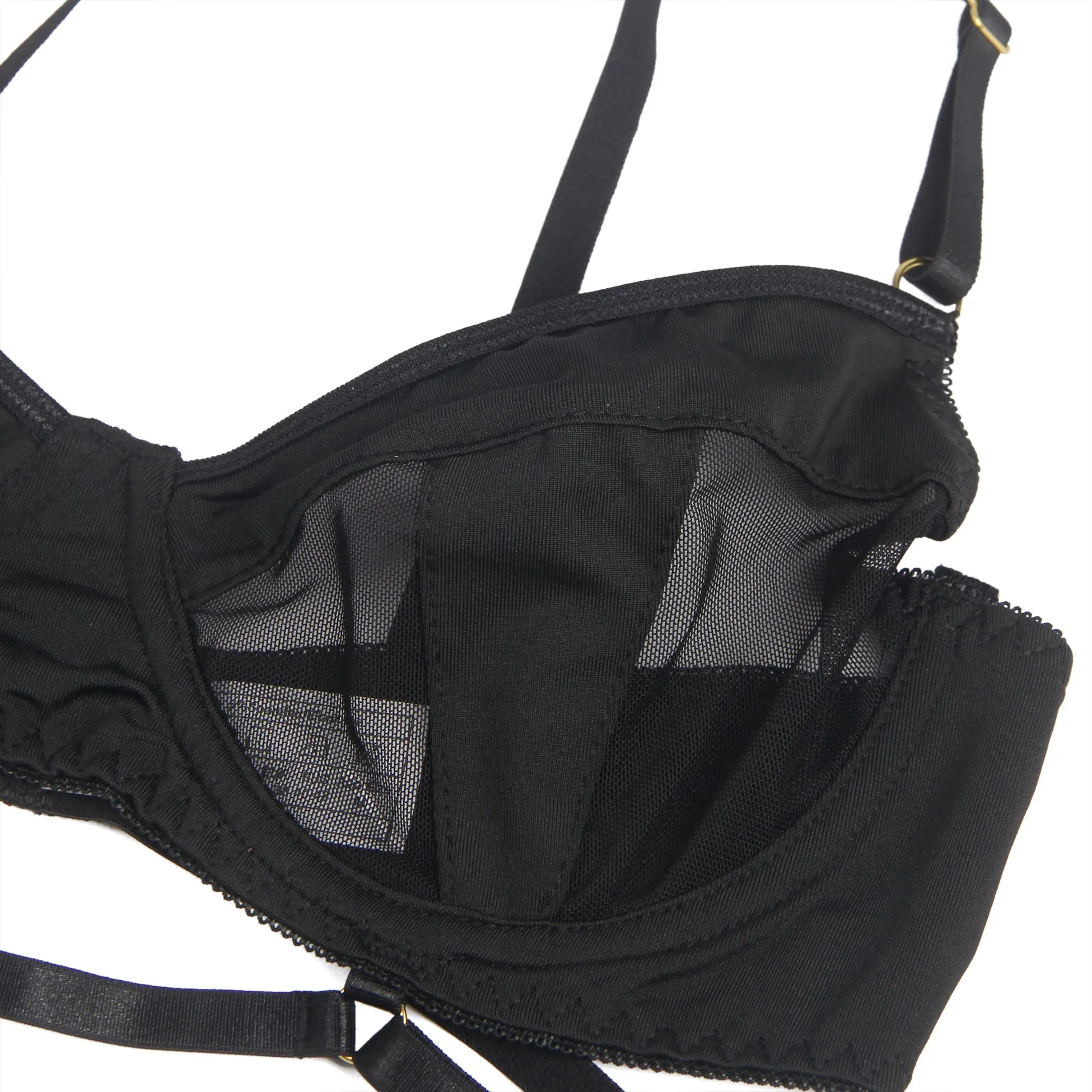Black Mesh Underwire Garter Lingerie Egypt Set