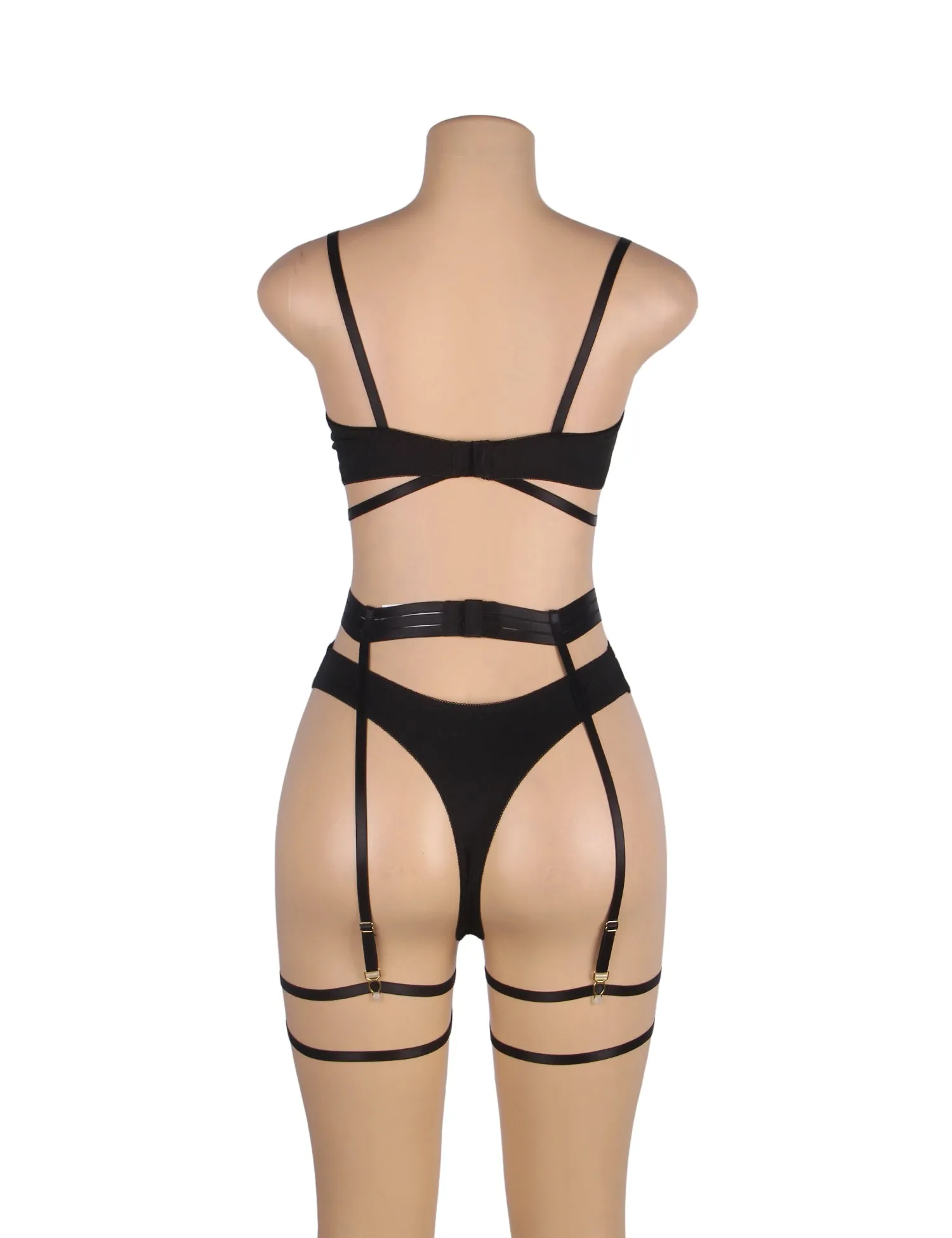 Black Mesh Underwire Garter Lingerie Egypt Set