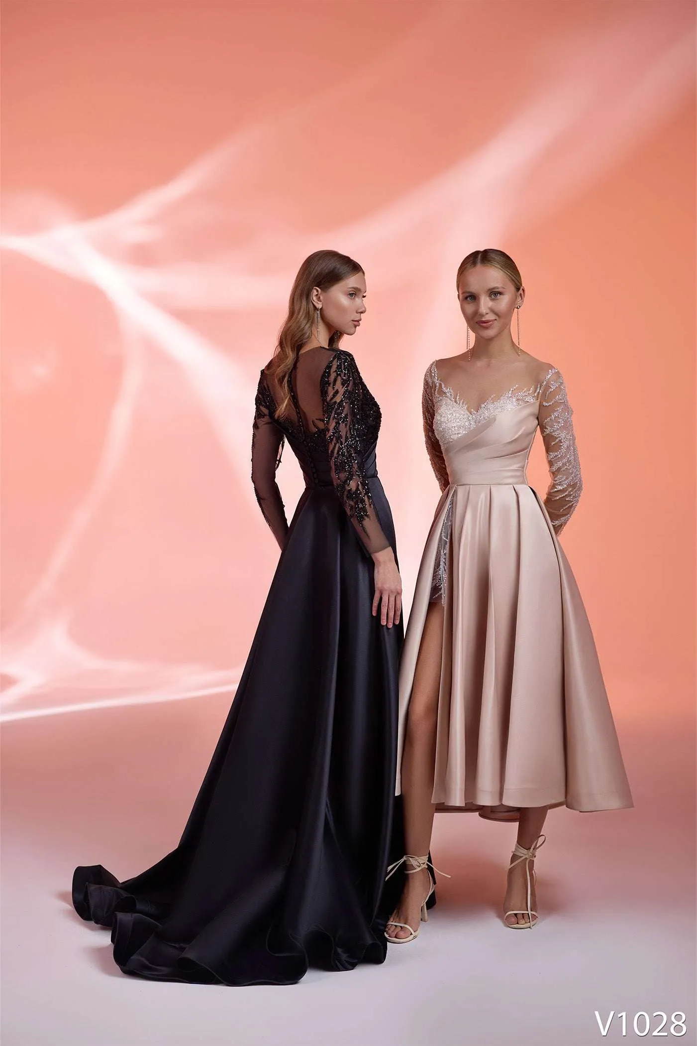Black wedding dress | A line evening gowns with sleeves | KatrinFAVOR