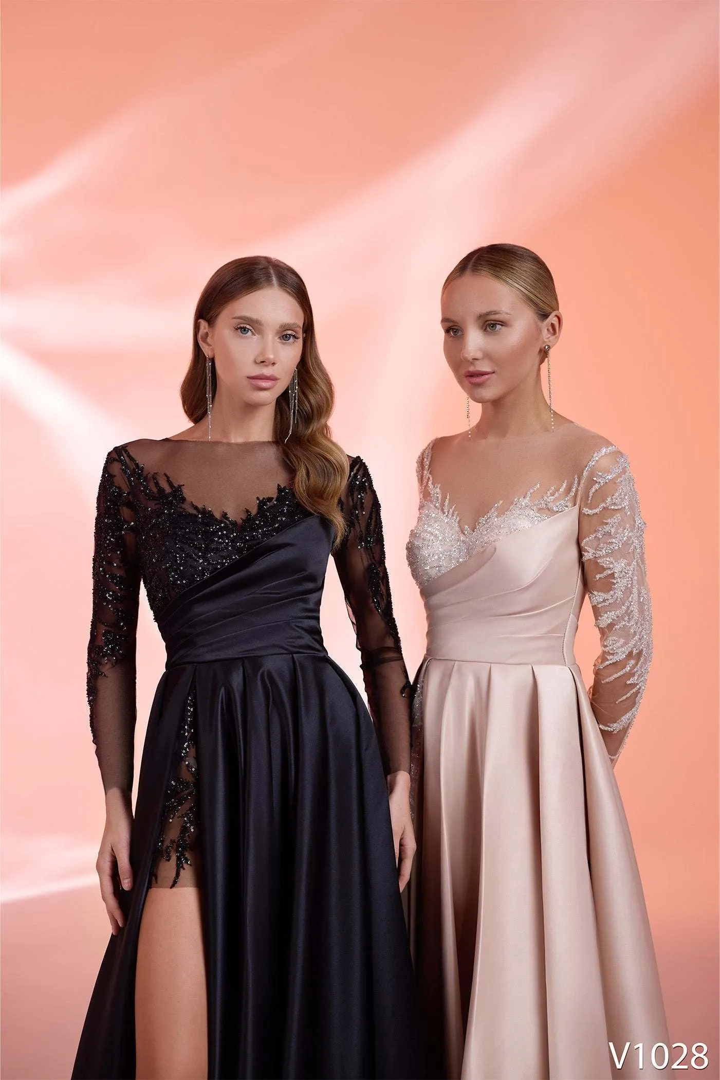 Black wedding dress | A line evening gowns with sleeves | KatrinFAVOR