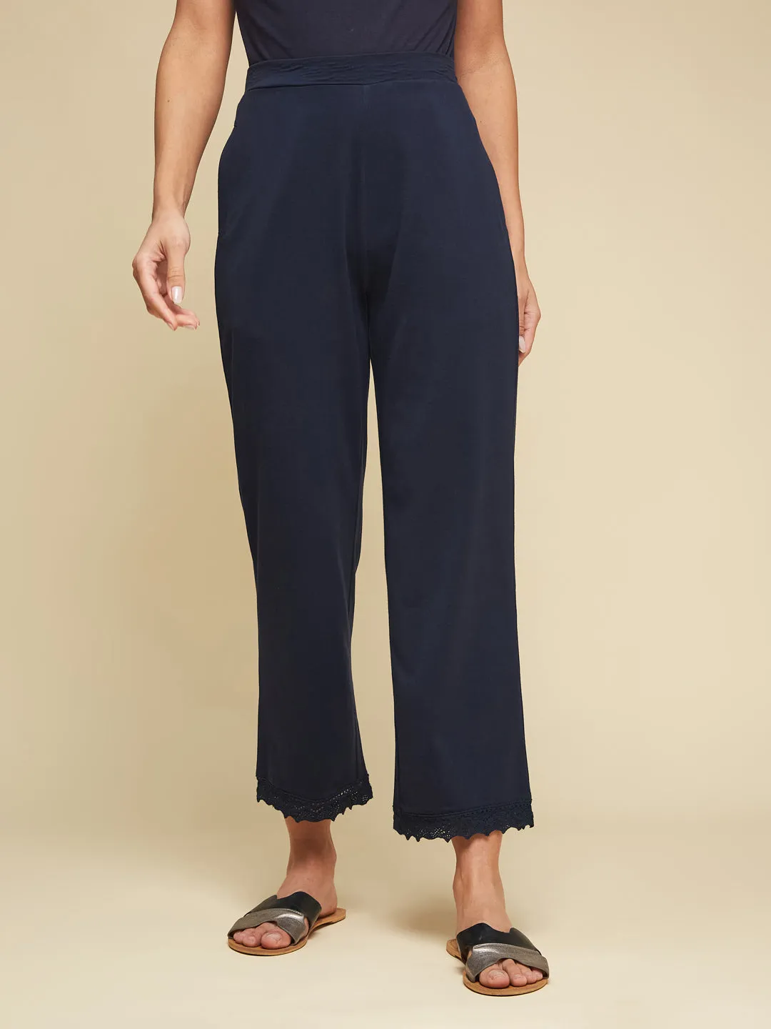 Blissful Lace Lounge Pants- NAVY