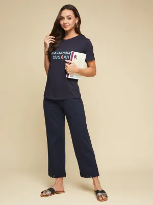 Blissful Lace Lounge Pants- NAVY