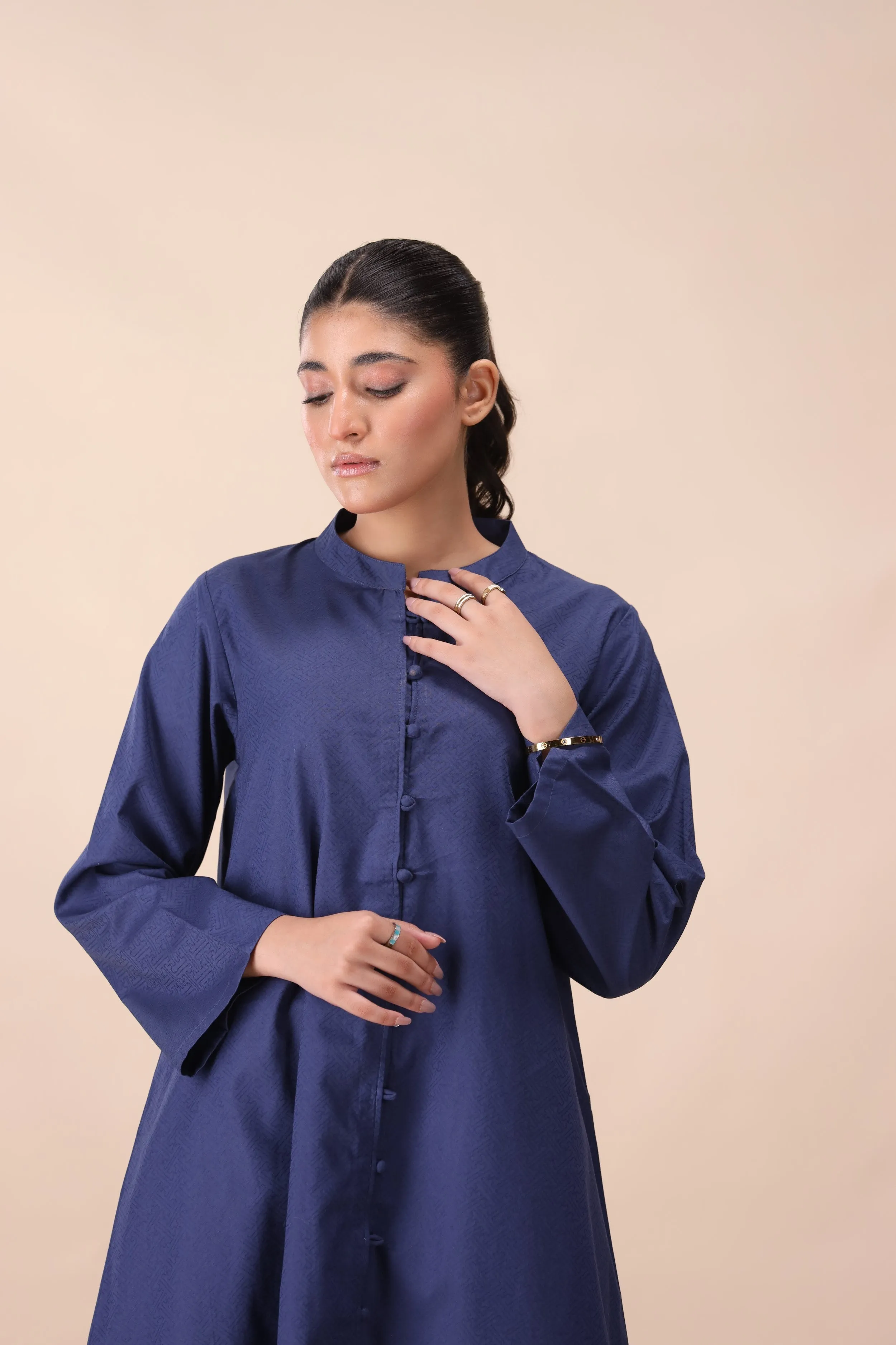 Blue Dobby Cotton Top