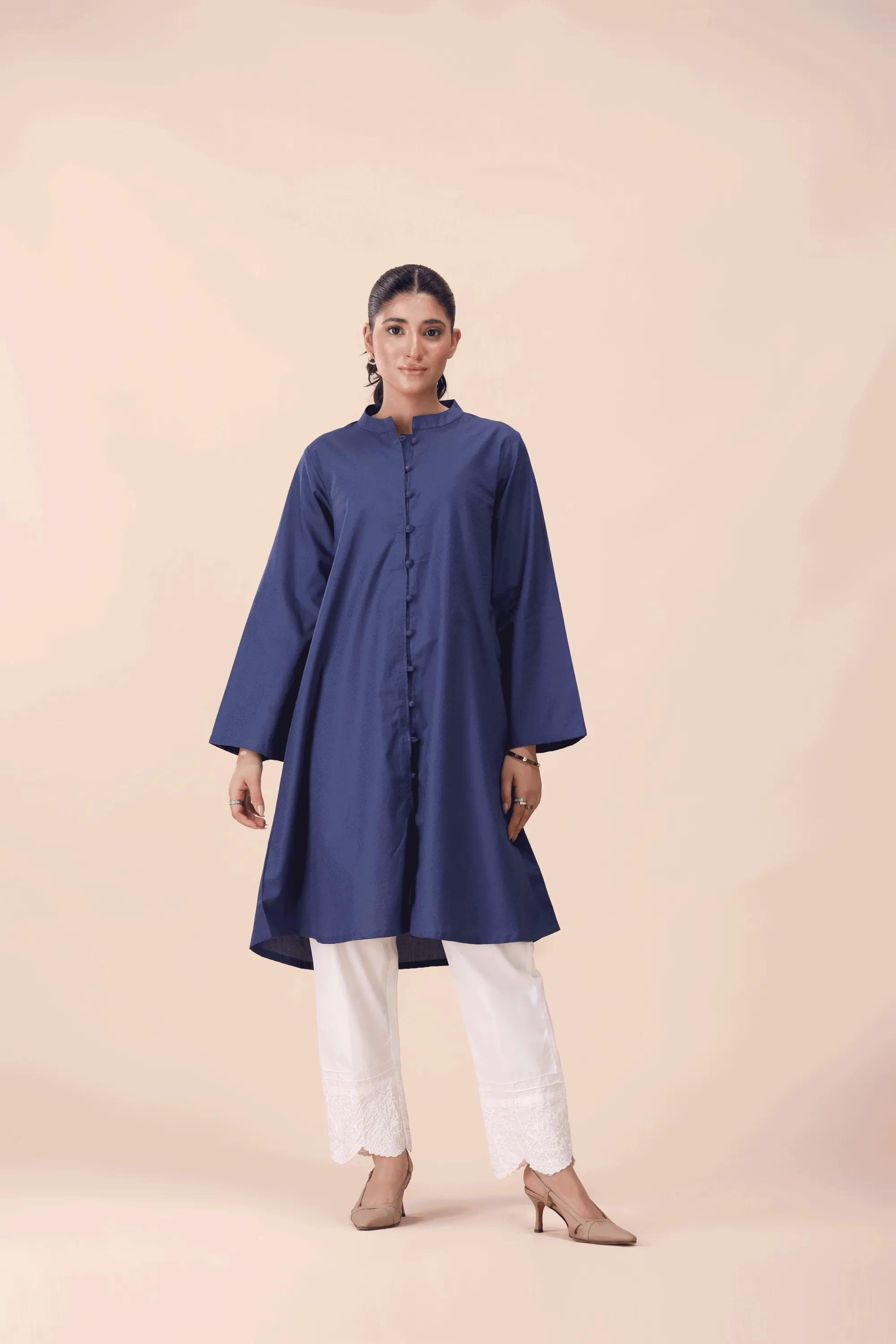 Blue Dobby Cotton Top