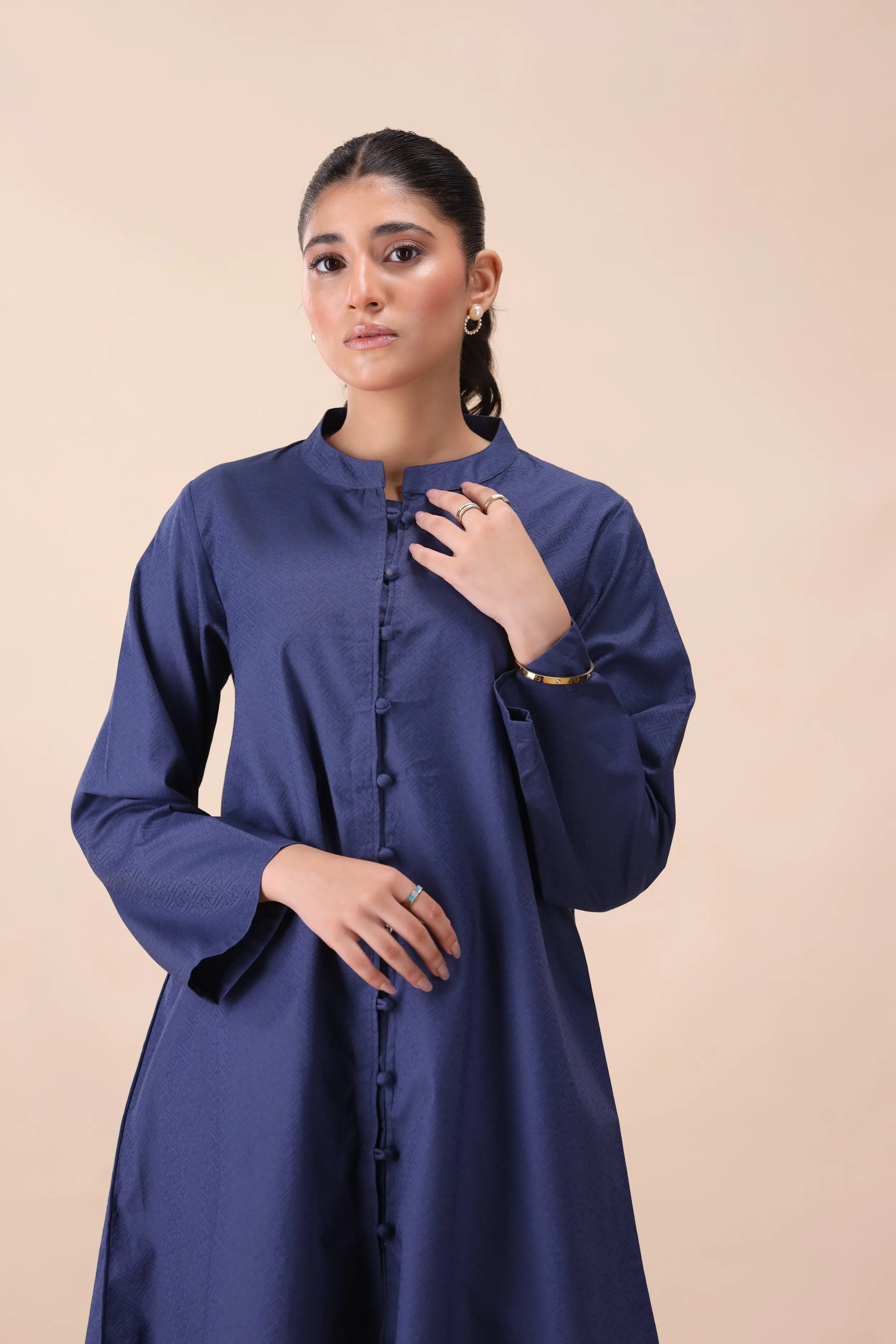 Blue Dobby Cotton Top