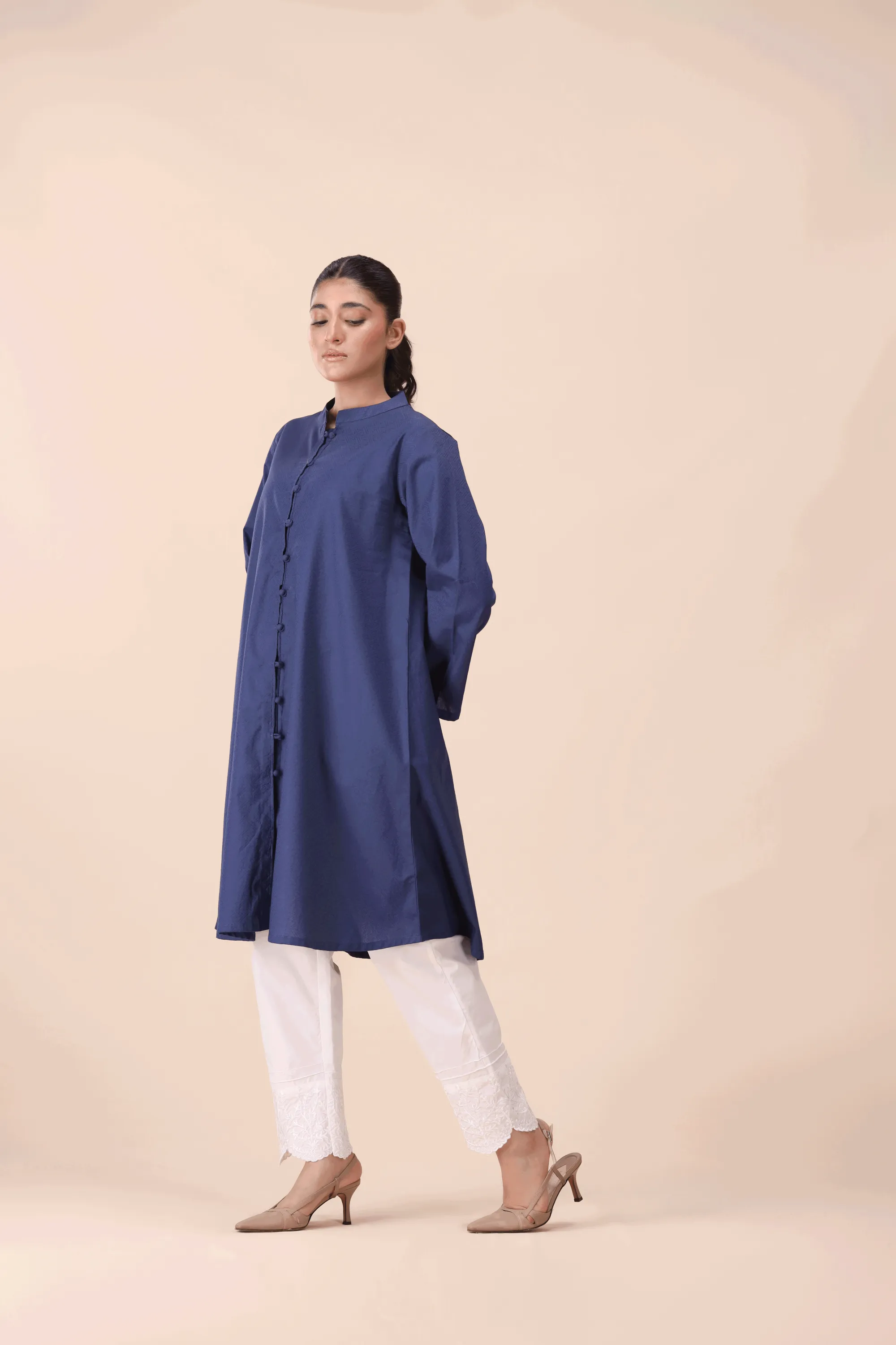 Blue Dobby Cotton Top