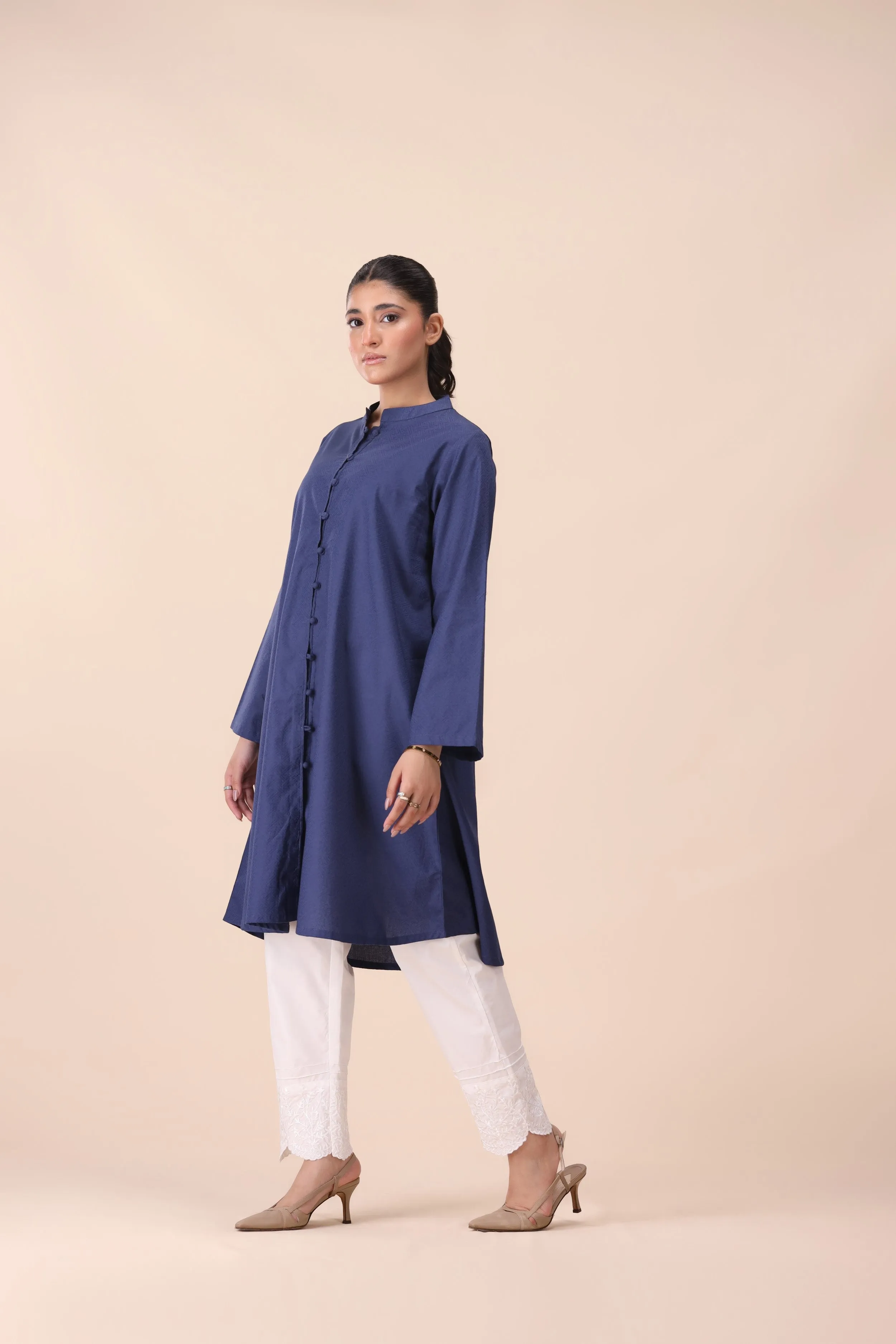 Blue Dobby Cotton Top