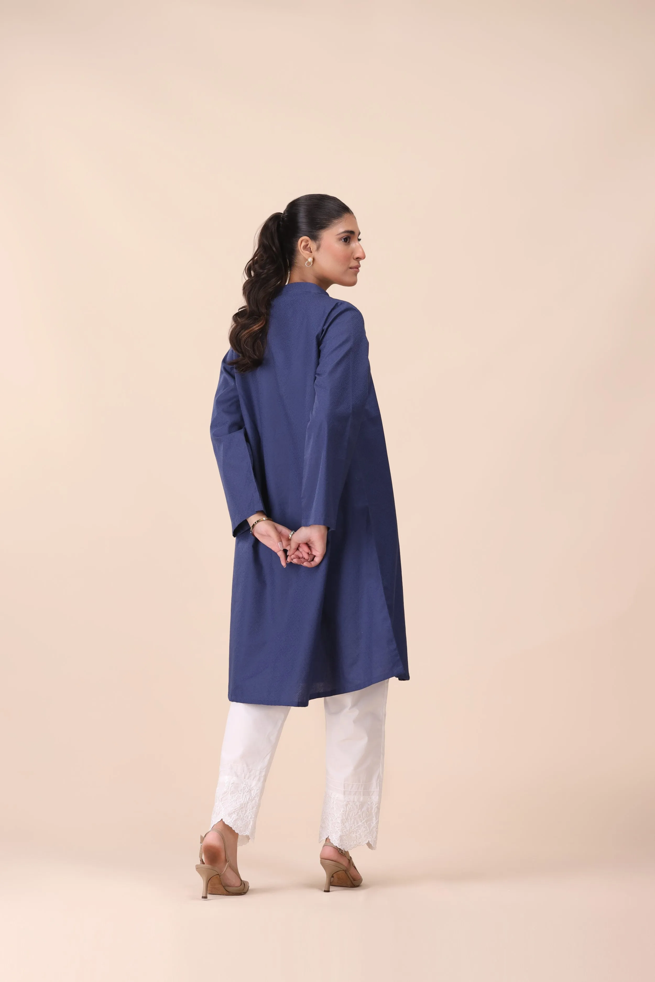 Blue Dobby Cotton Top