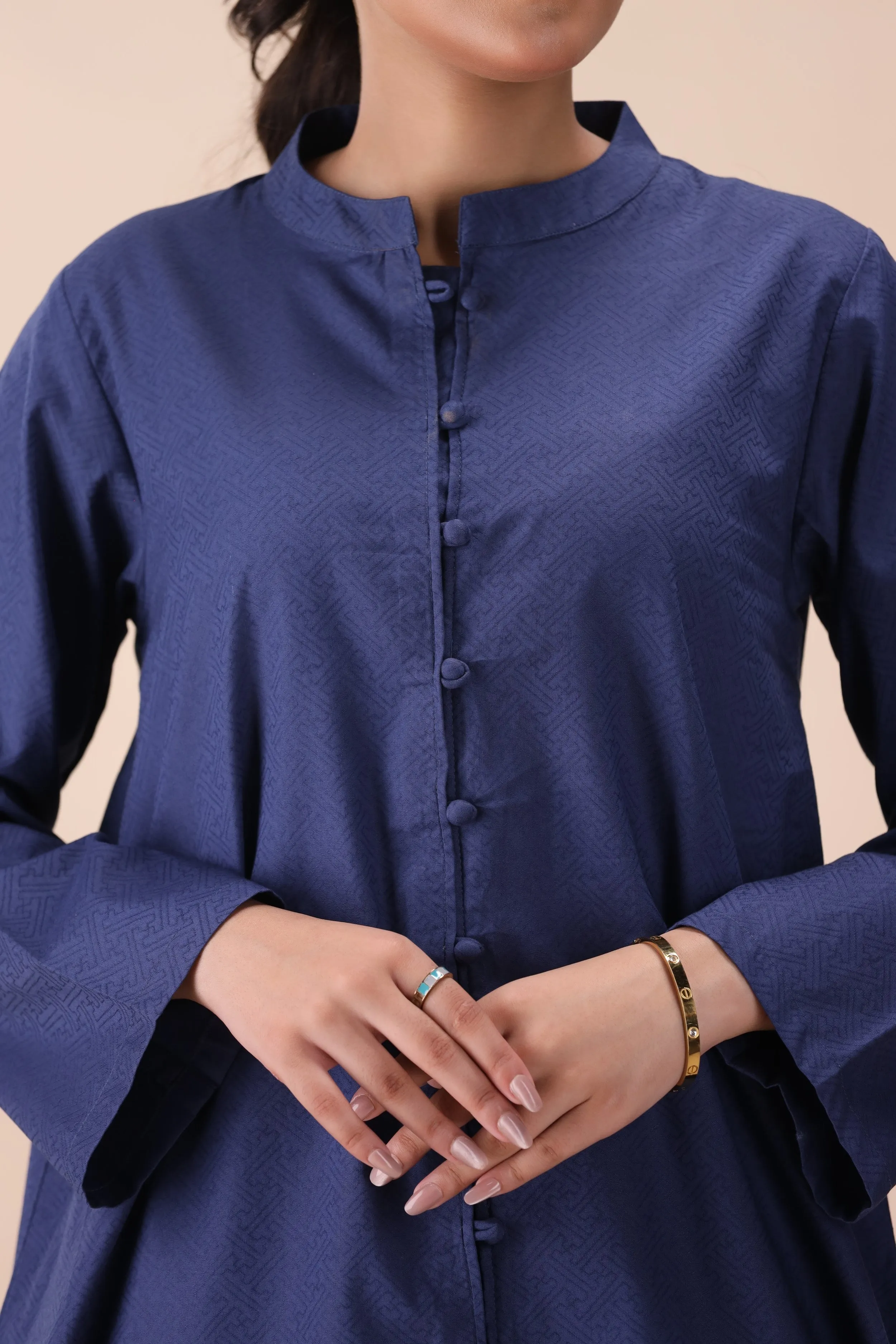 Blue Dobby Cotton Top