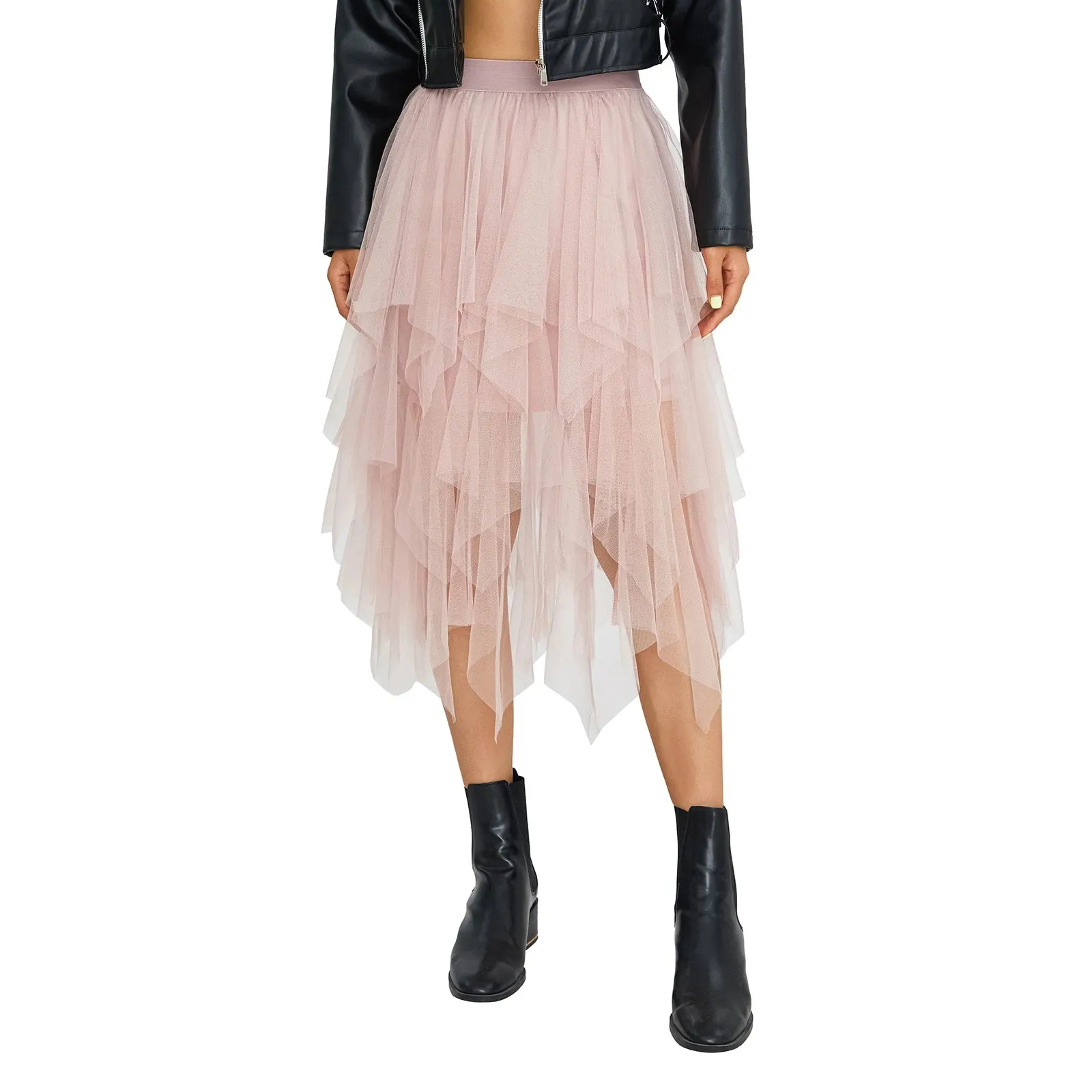 Blue Elegant Elastic Tulle Skirt