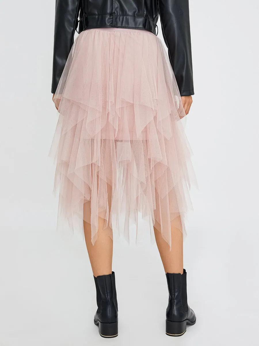Blue Elegant Elastic Tulle Skirt