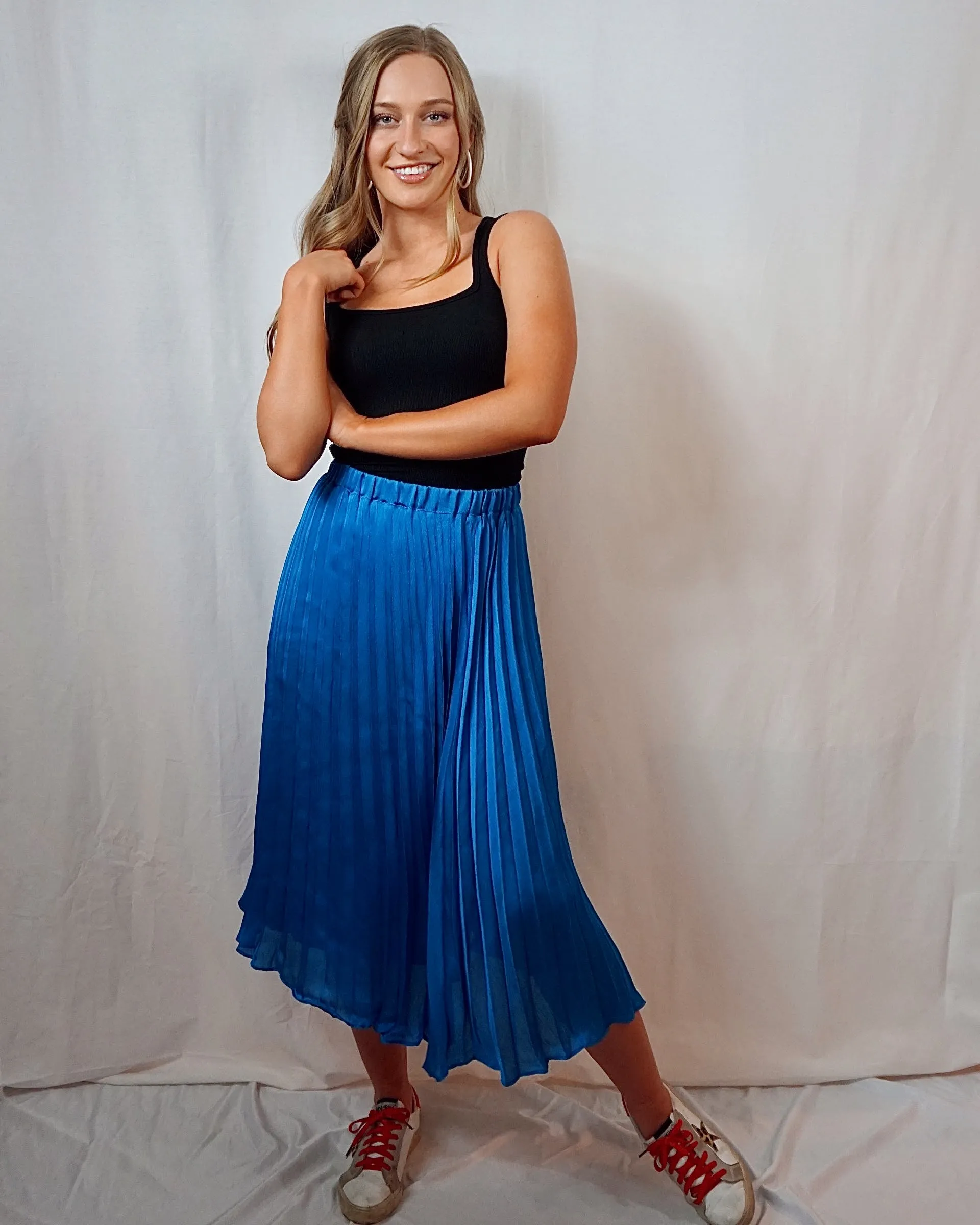 Blue Lagoon Pleated Skirt
