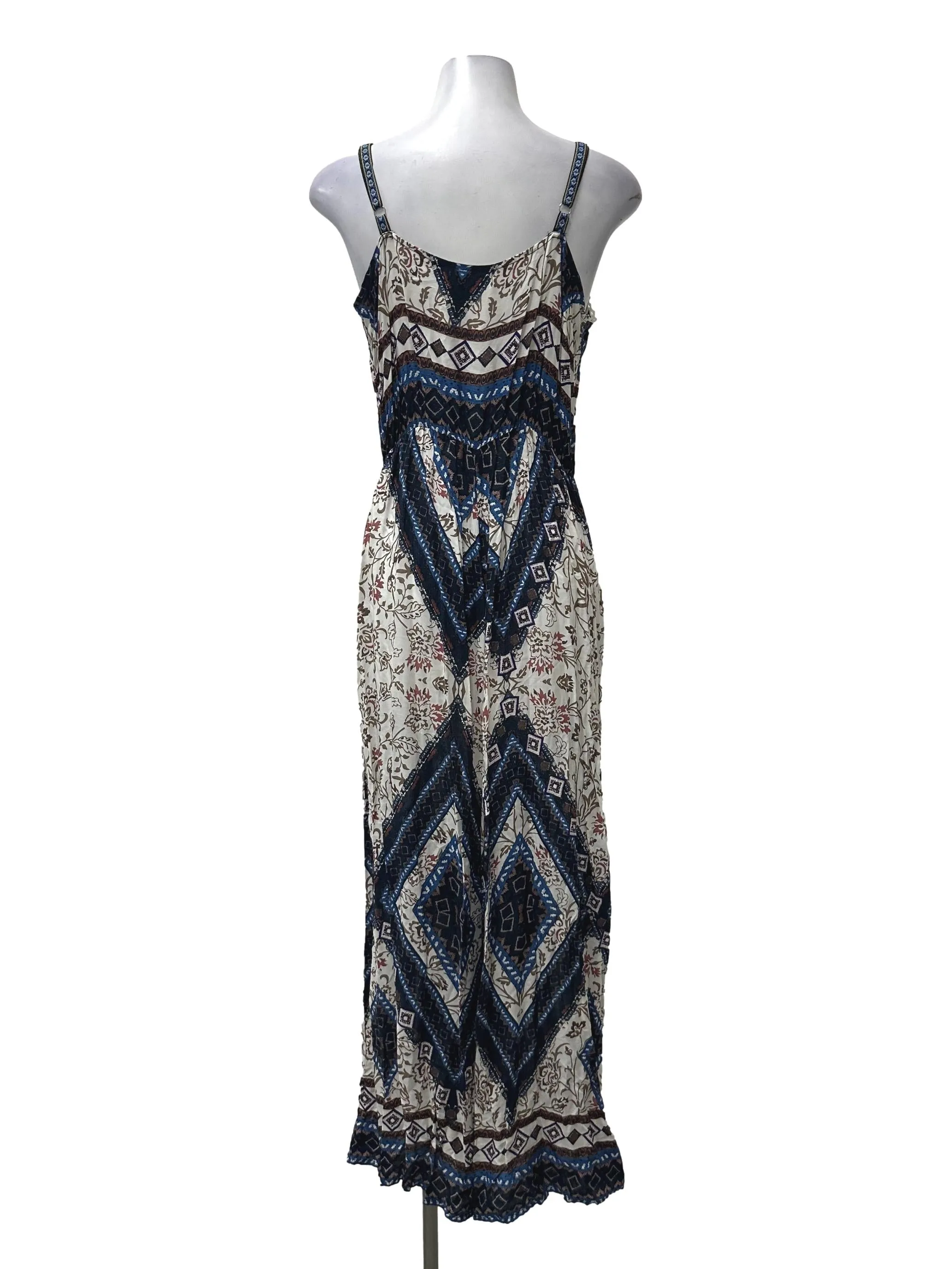 Blue V Pattern Jumpsuit