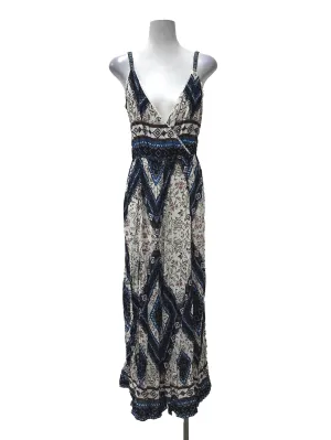 Blue V Pattern Jumpsuit