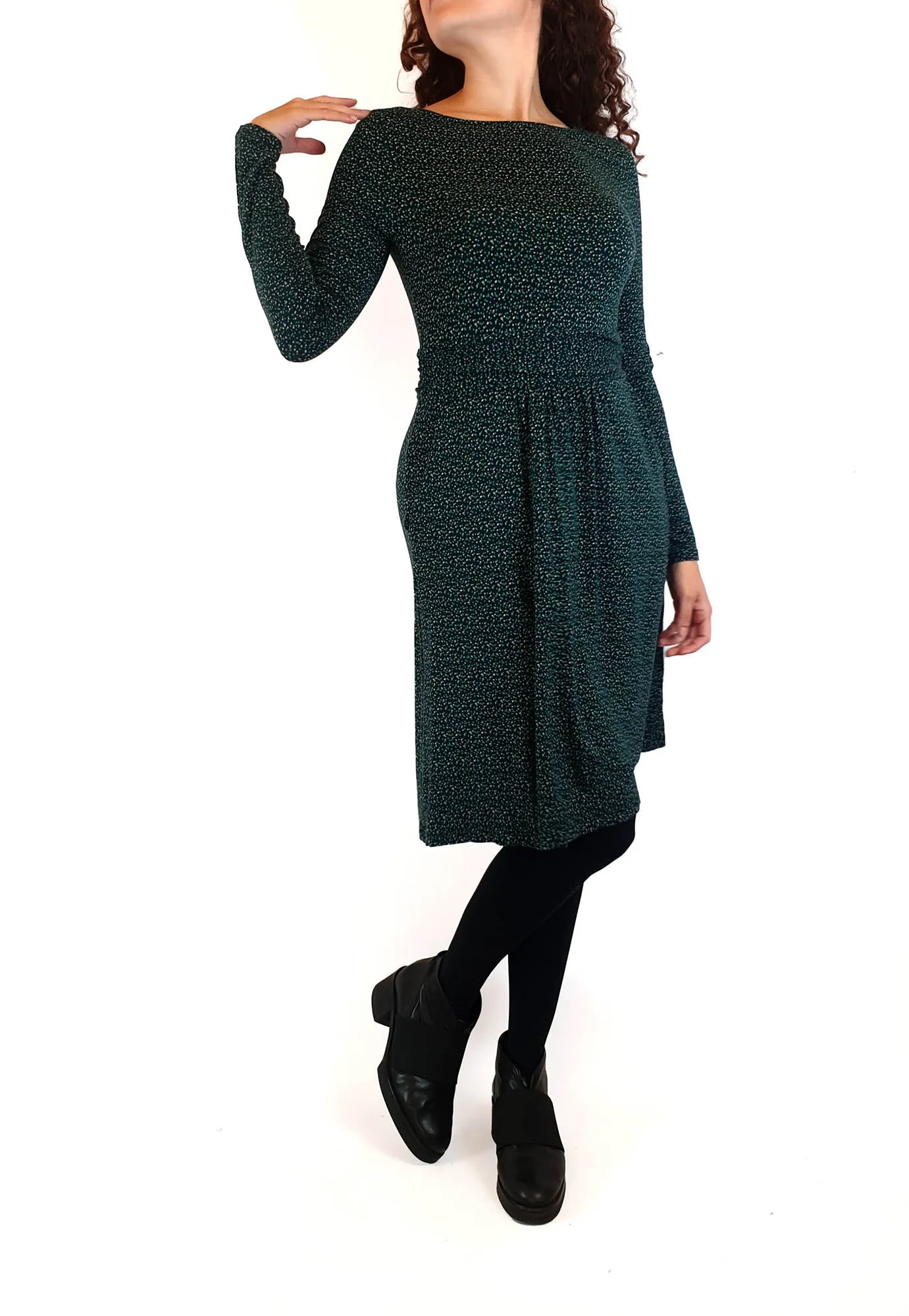 Boden green fleck style print long sleeve dress size UK 10