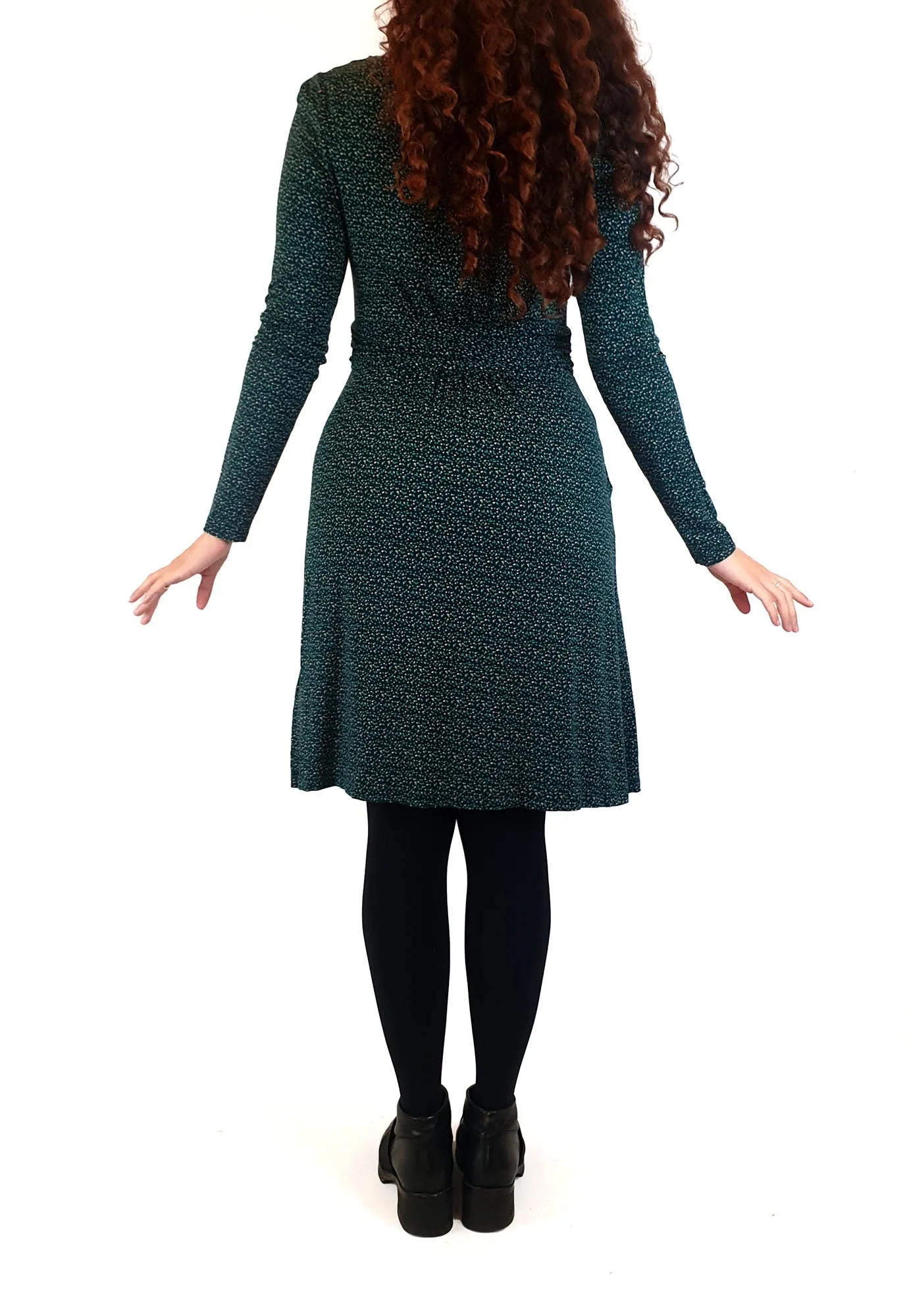 Boden green fleck style print long sleeve dress size UK 10